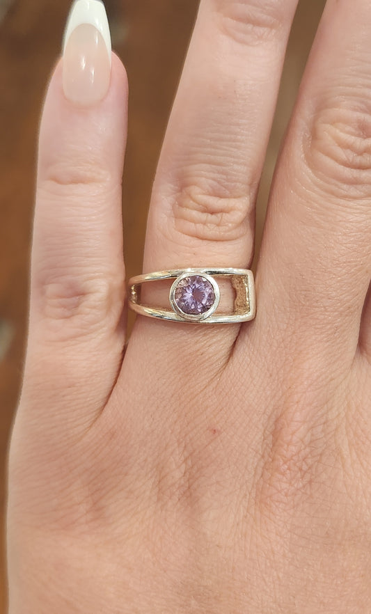 Sterling silver unique amethyst ring