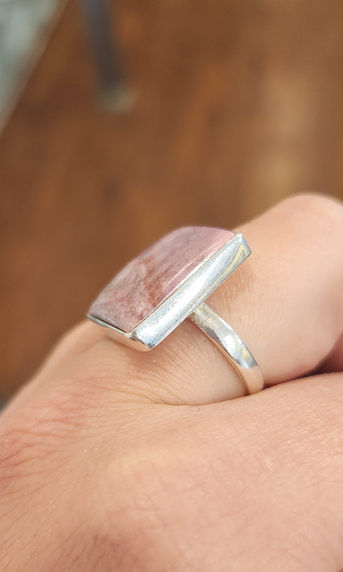 Sterling silver square cobalt calcite ring