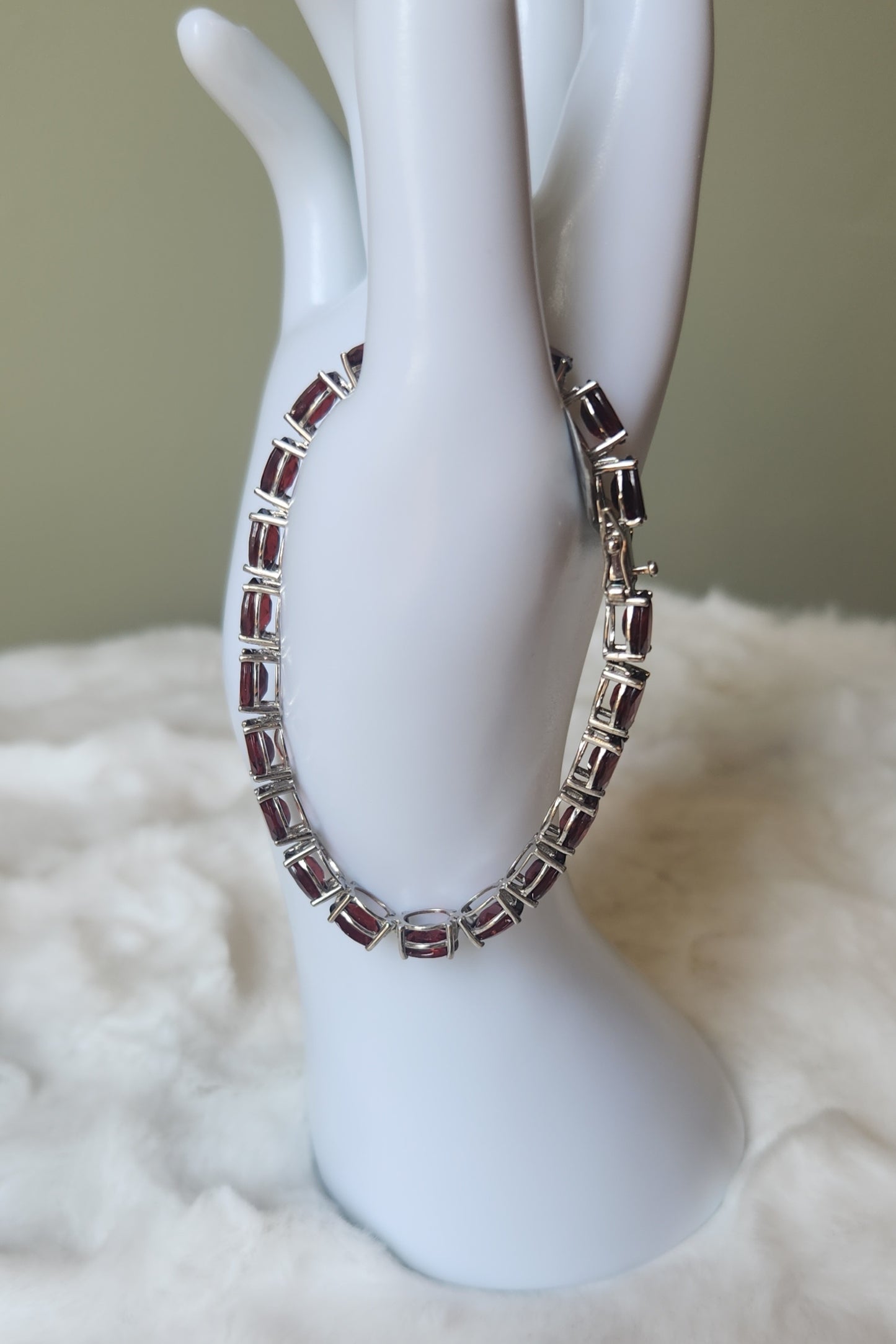 Sterling silver garnet tennis bracelet