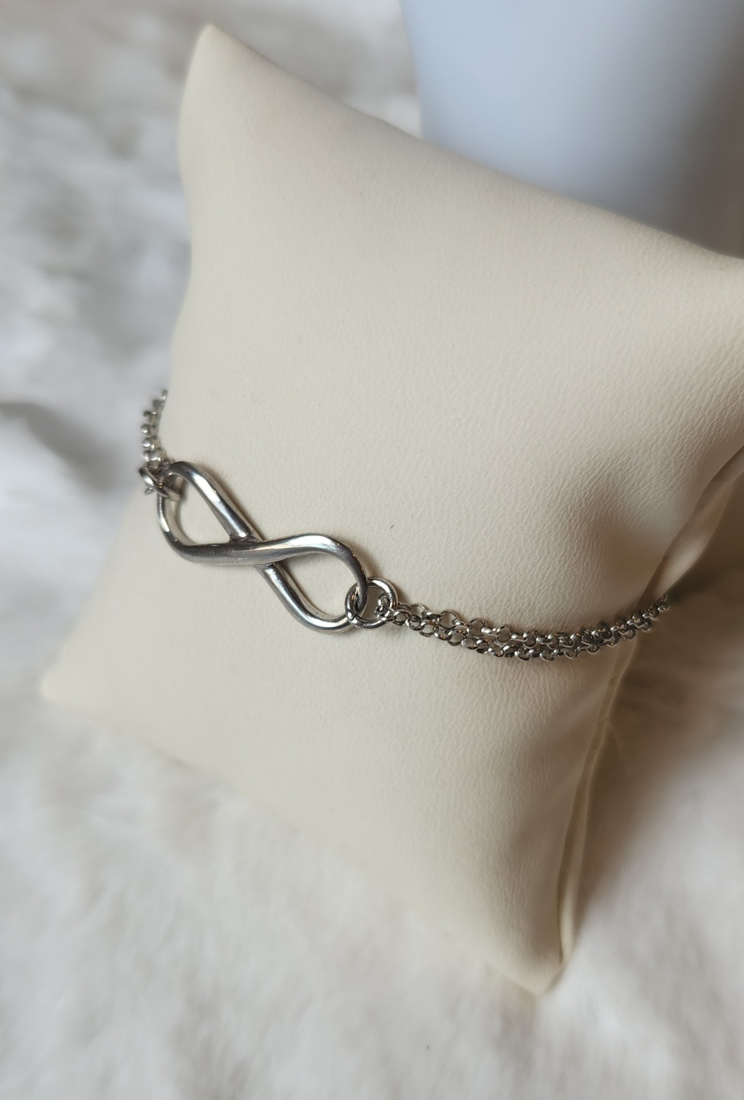 Sterling silver double-chain infinity bracelet