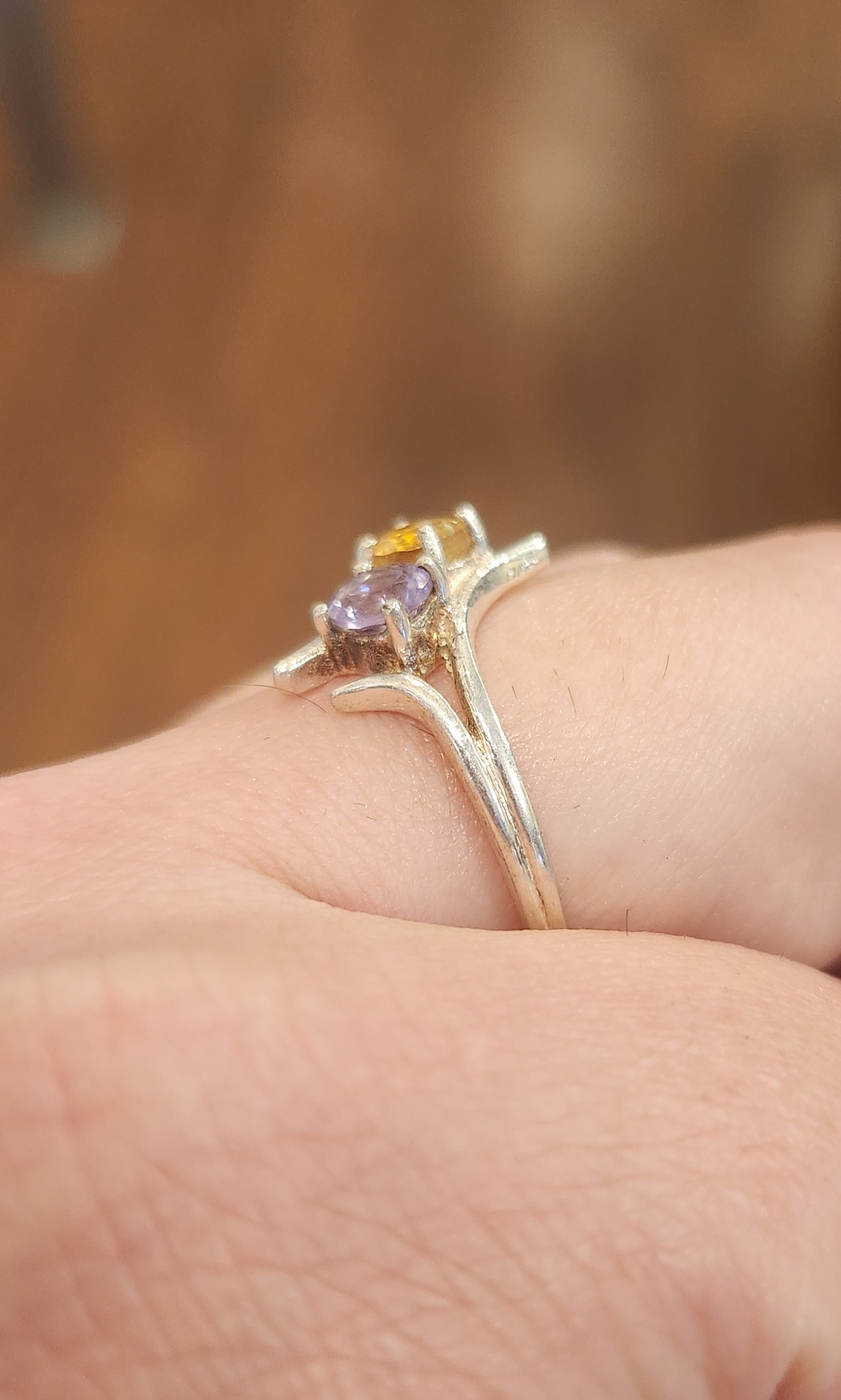 Sterling silver amethyst and citrine ring