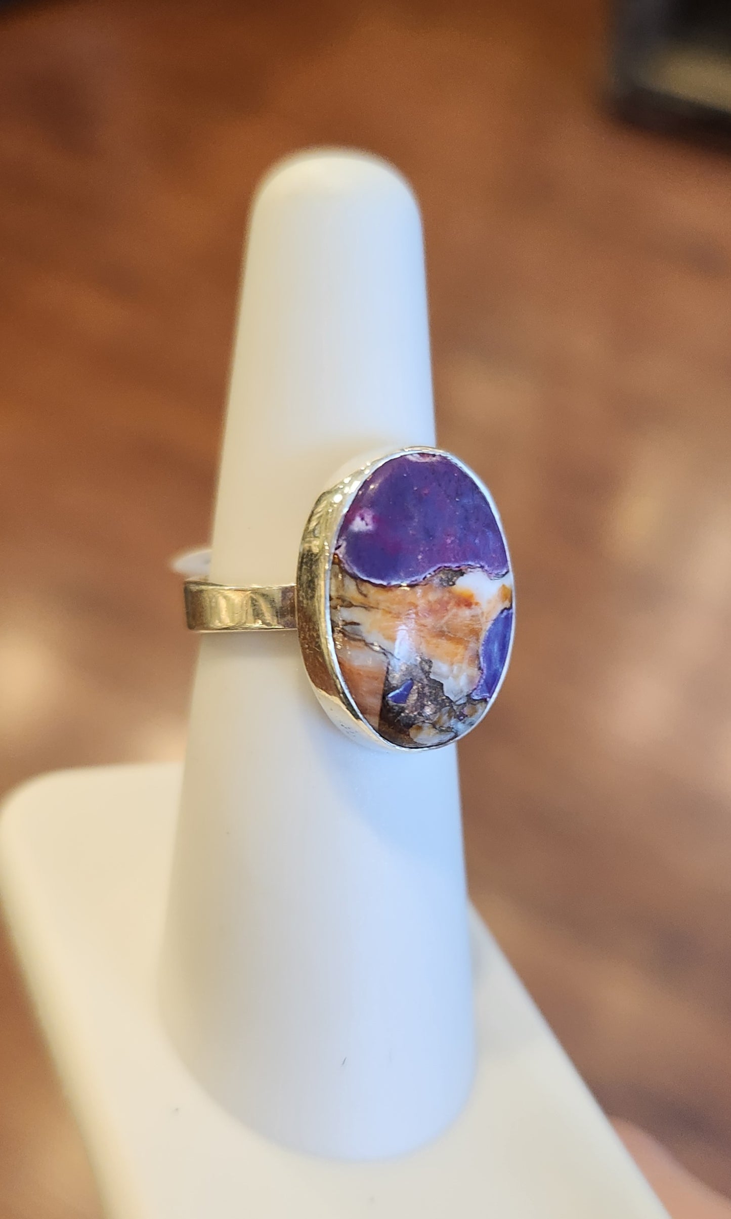 Sterling silver purple oyster turquoise ring