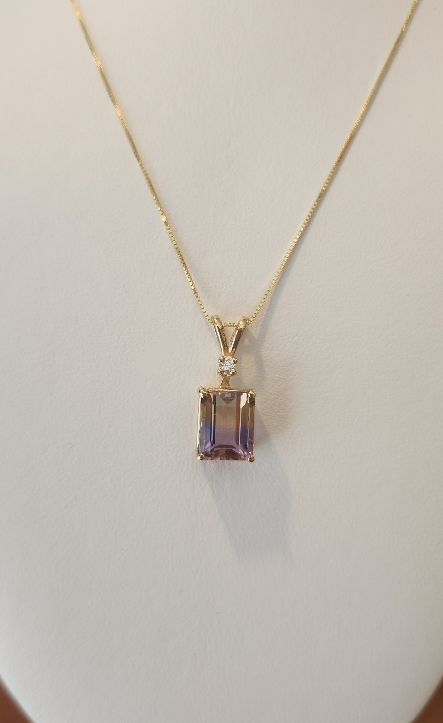 14k yellow gold ametrine and diamond pendant