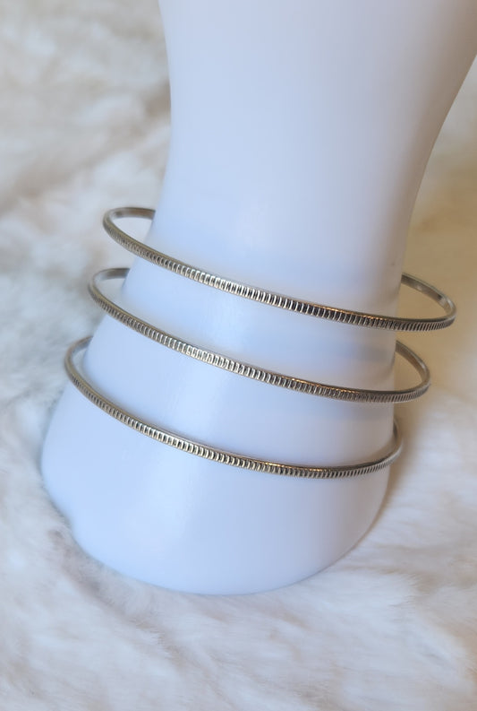 Sterling silver textured wire cuff bracelet