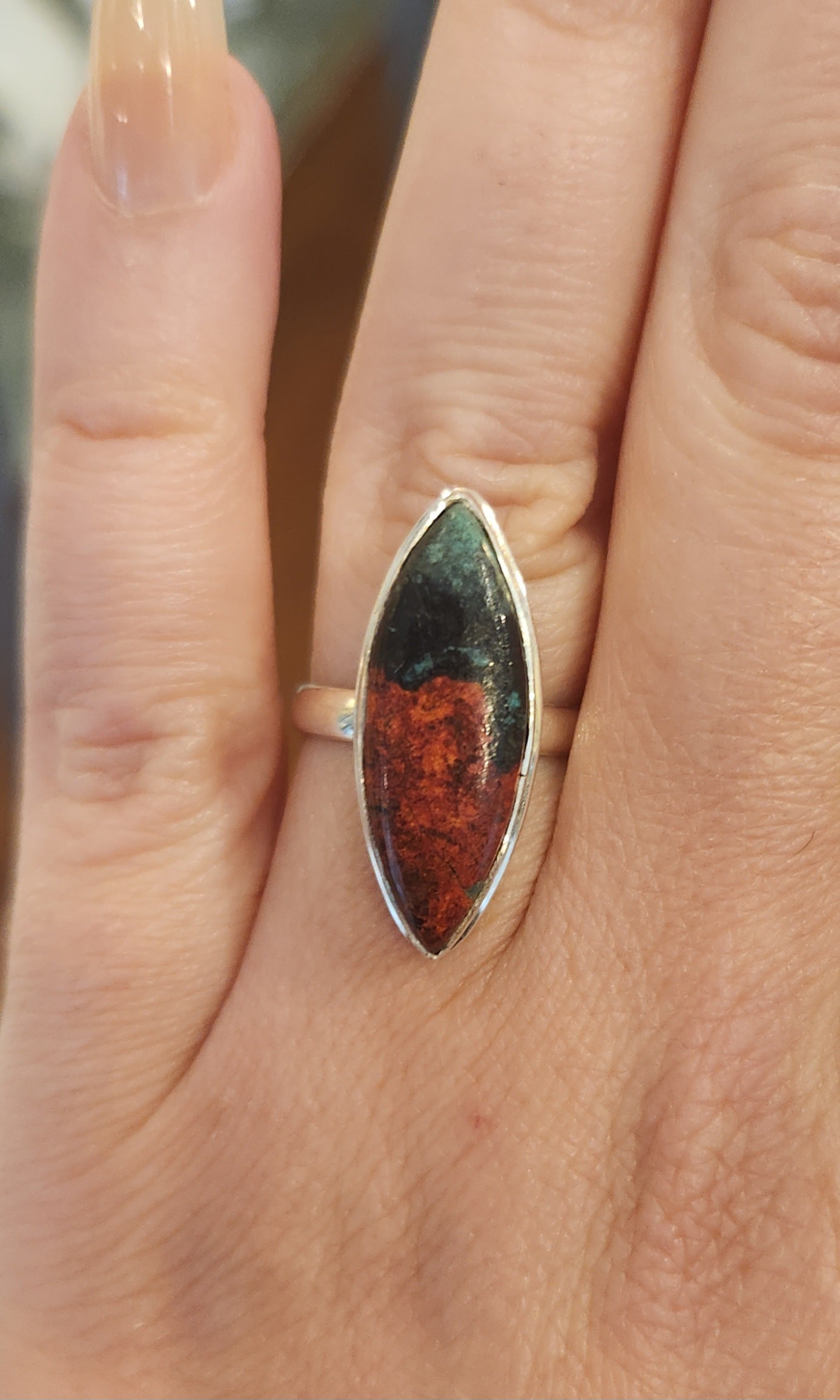 Sterling silver marquis-shaped sonora sunrise ring