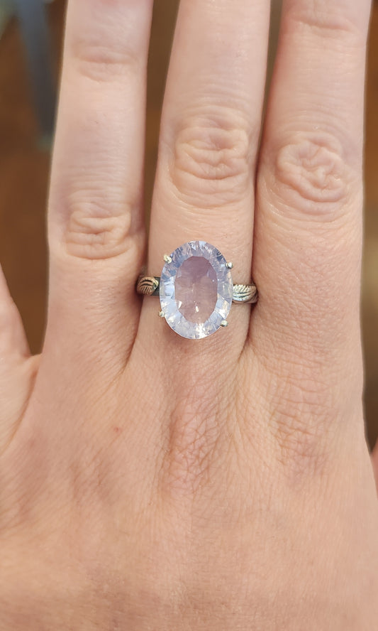 Sterling silver lavender quartz ring