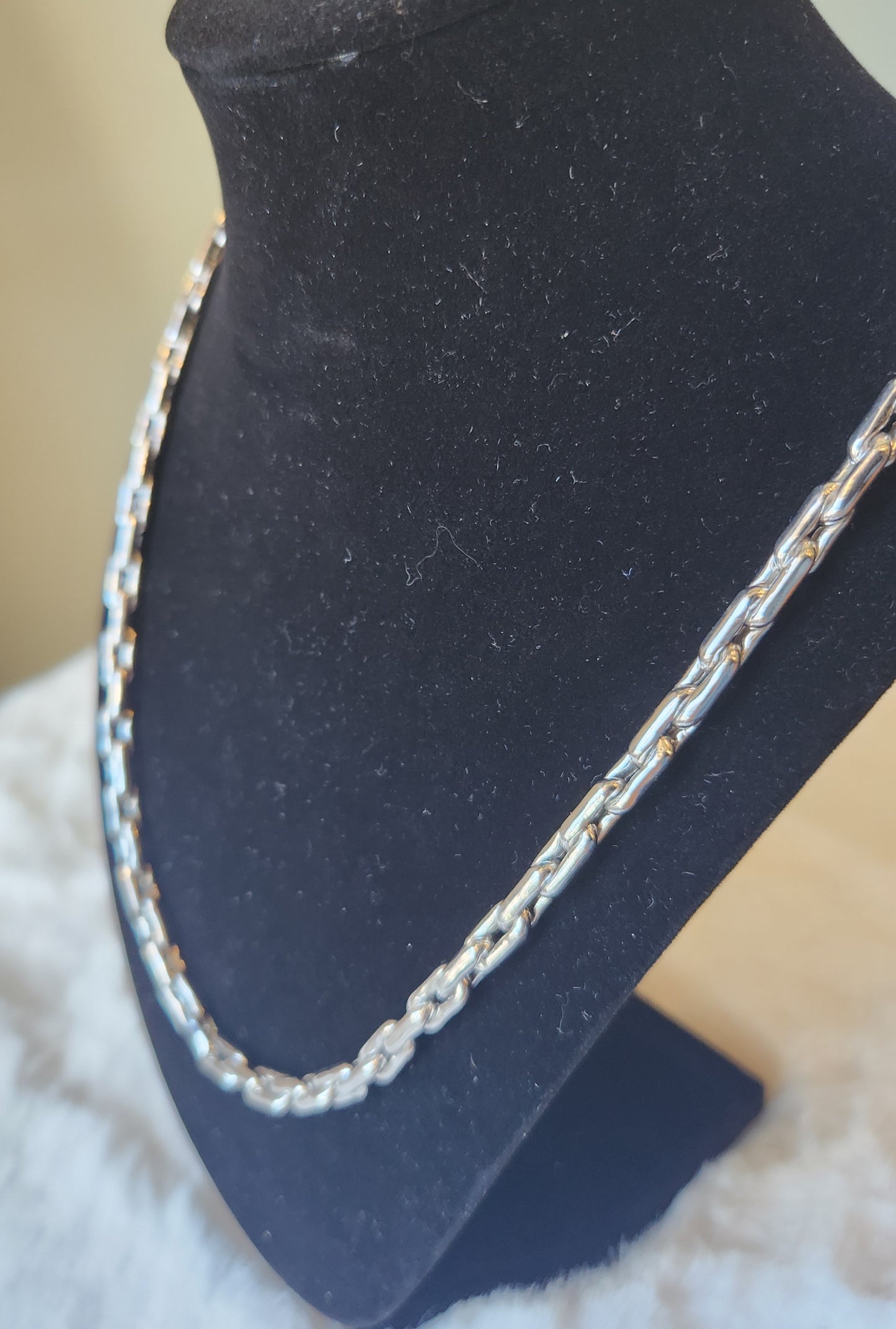 Sterling silver 7mm 22" square link chain