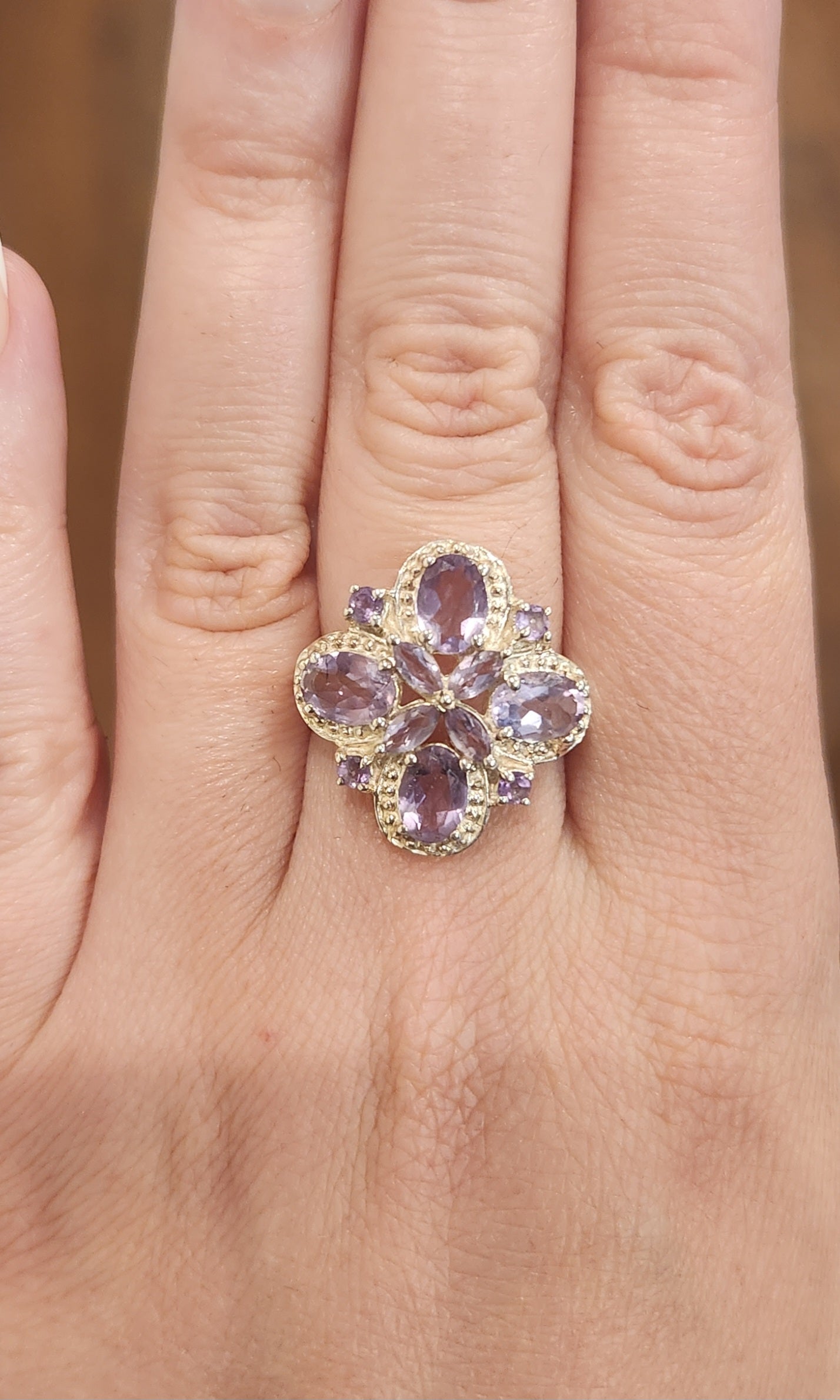 Sterling silver amethyst flower ring