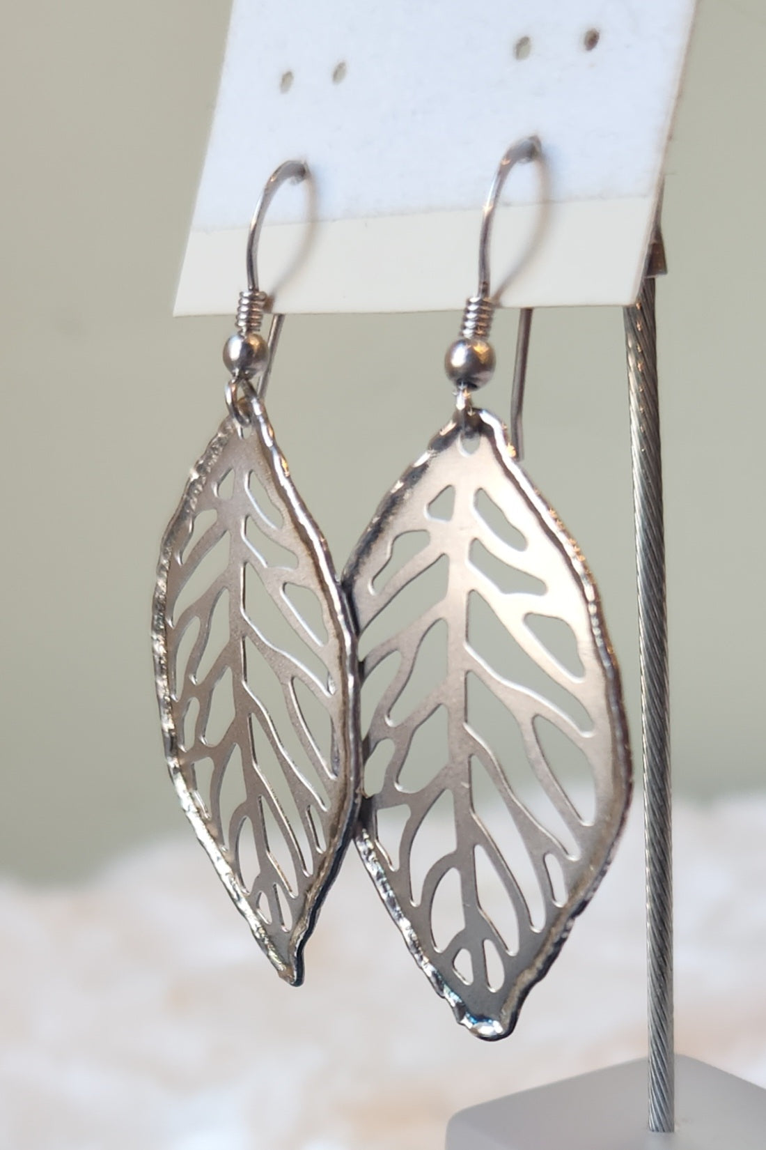 Sterling silver leaf dangle earrings