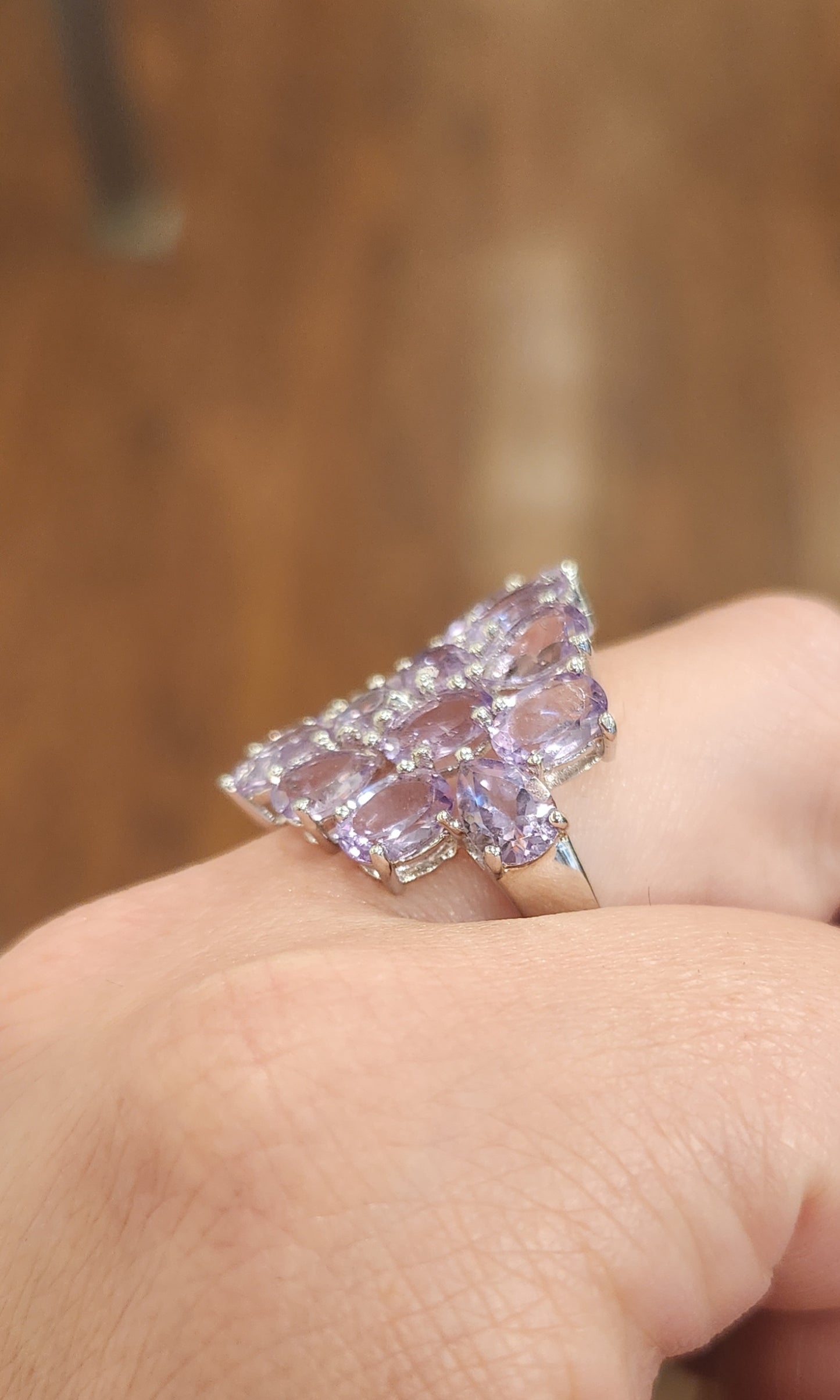 Sterling silver multi-stone amethyst statement ring