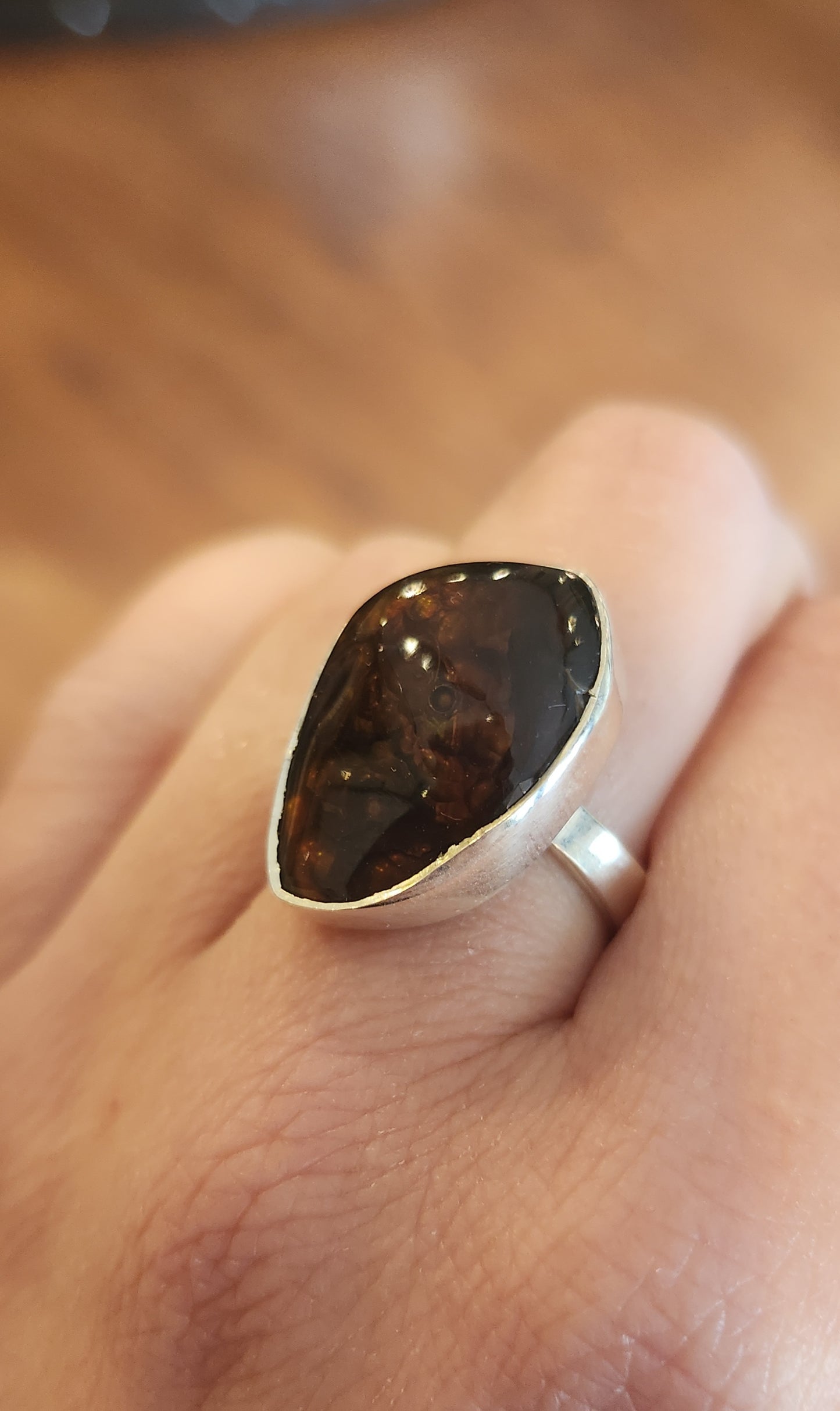 Sterling silver fire agate ring