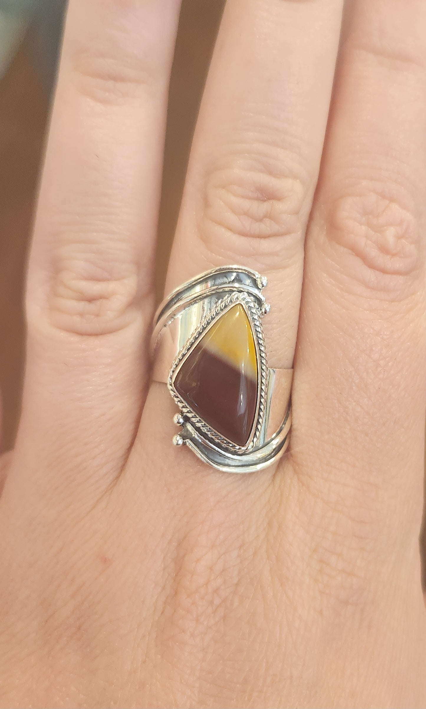 Sterling silver mookaite jasper ring