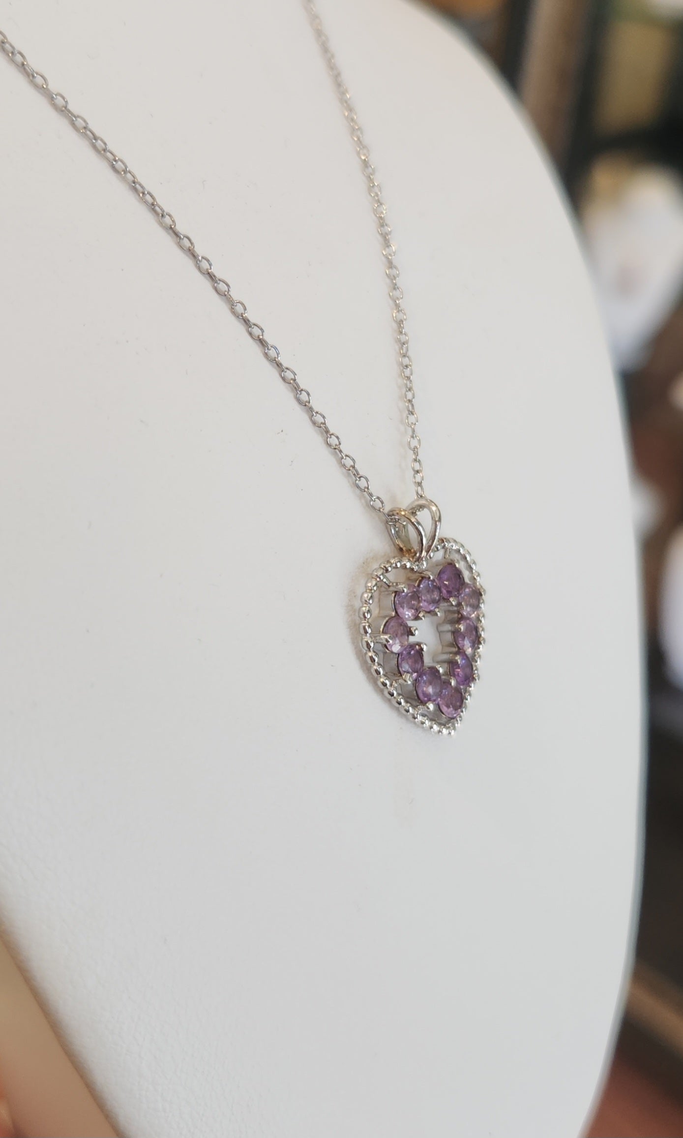 Sterling silver amethyst heart pendant