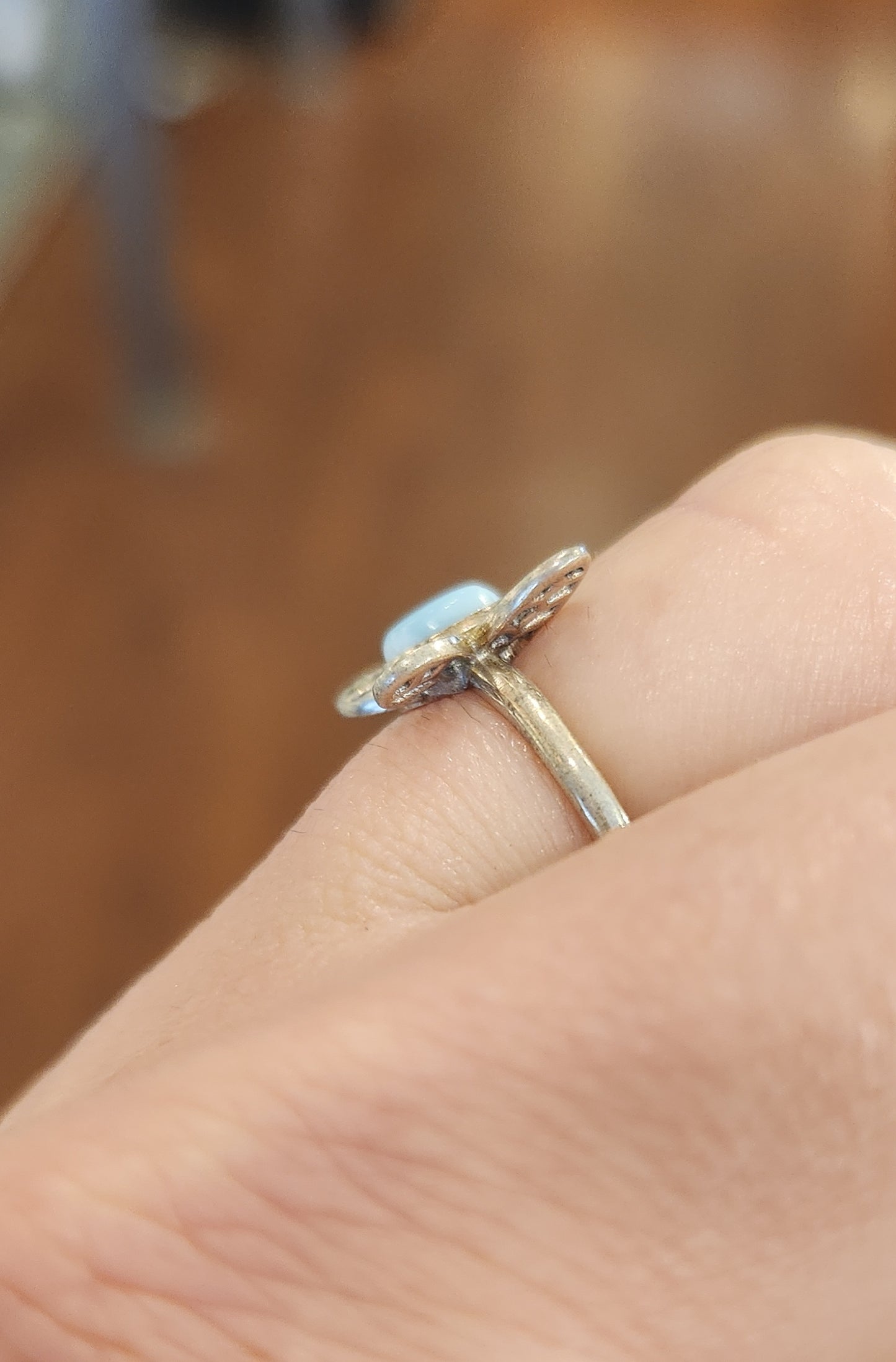 Sterling silver dainty larimar butterfly ring