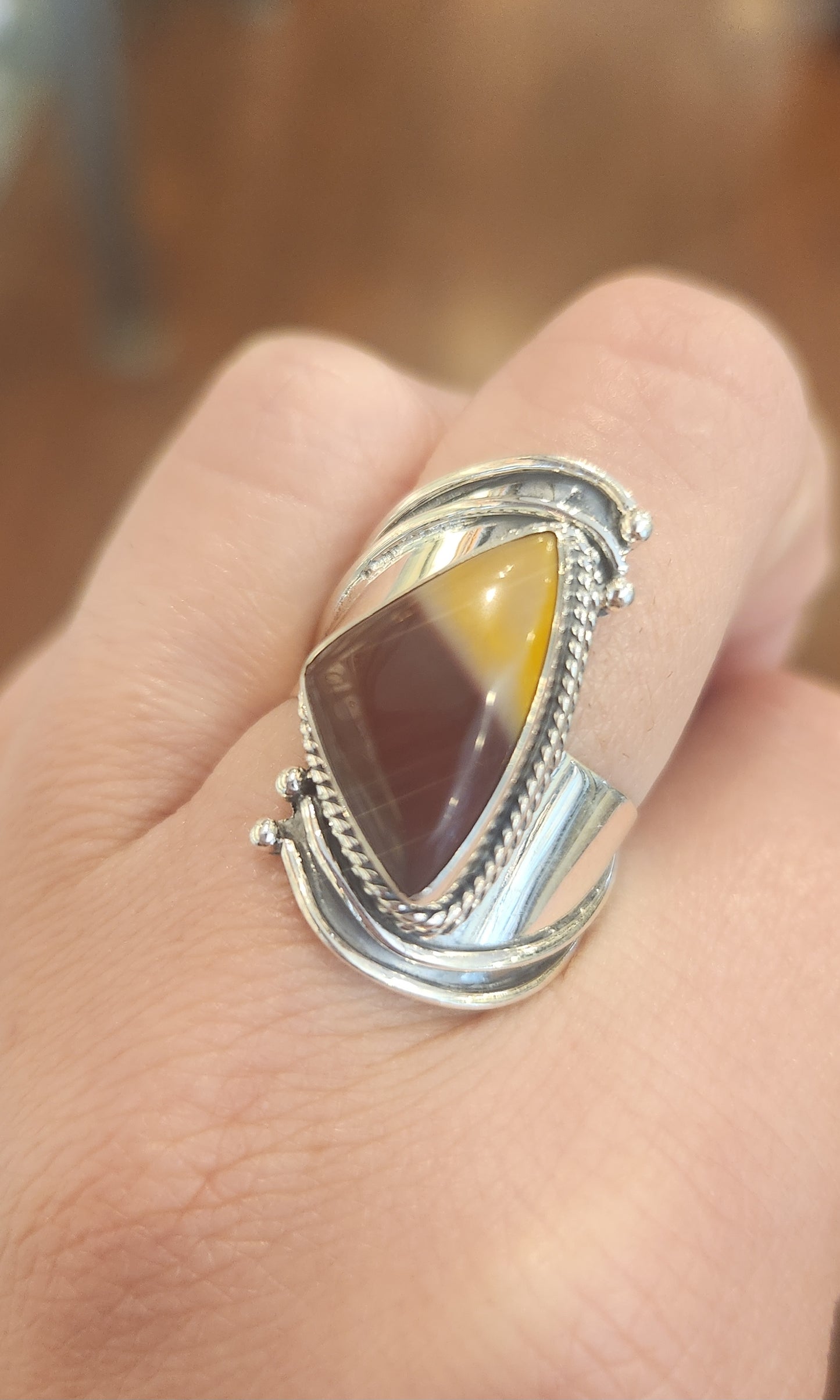 Sterling silver mookaite jasper ring