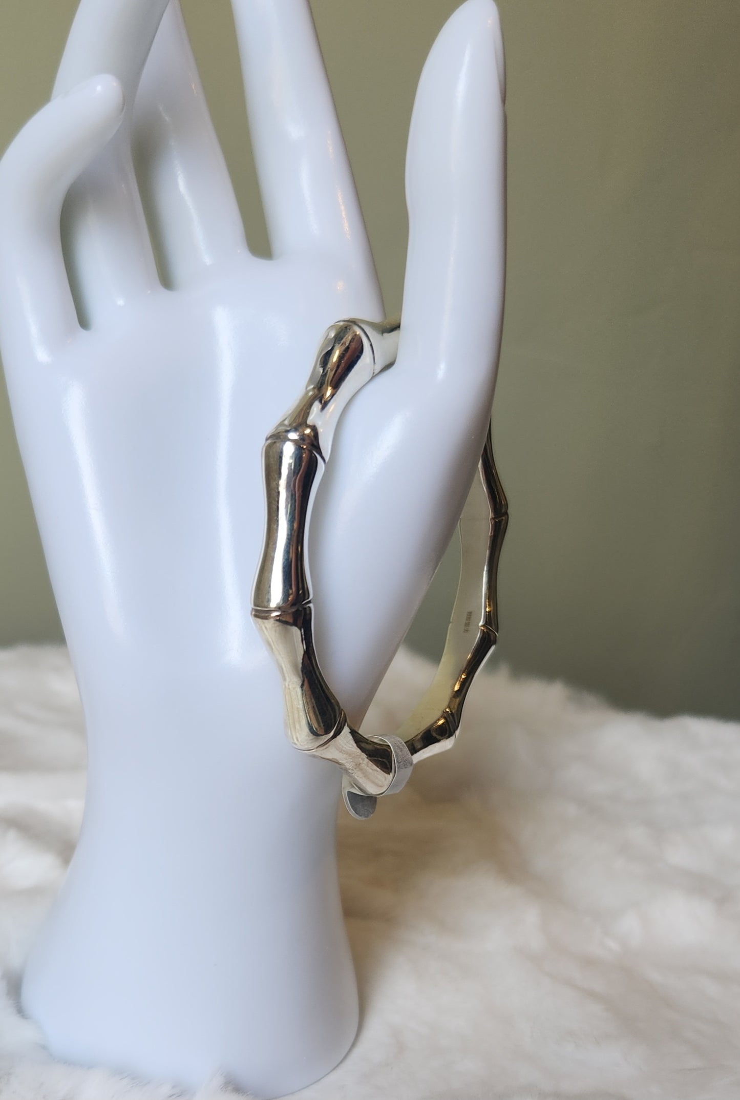 Sterling silver bamboo bangle bracelet