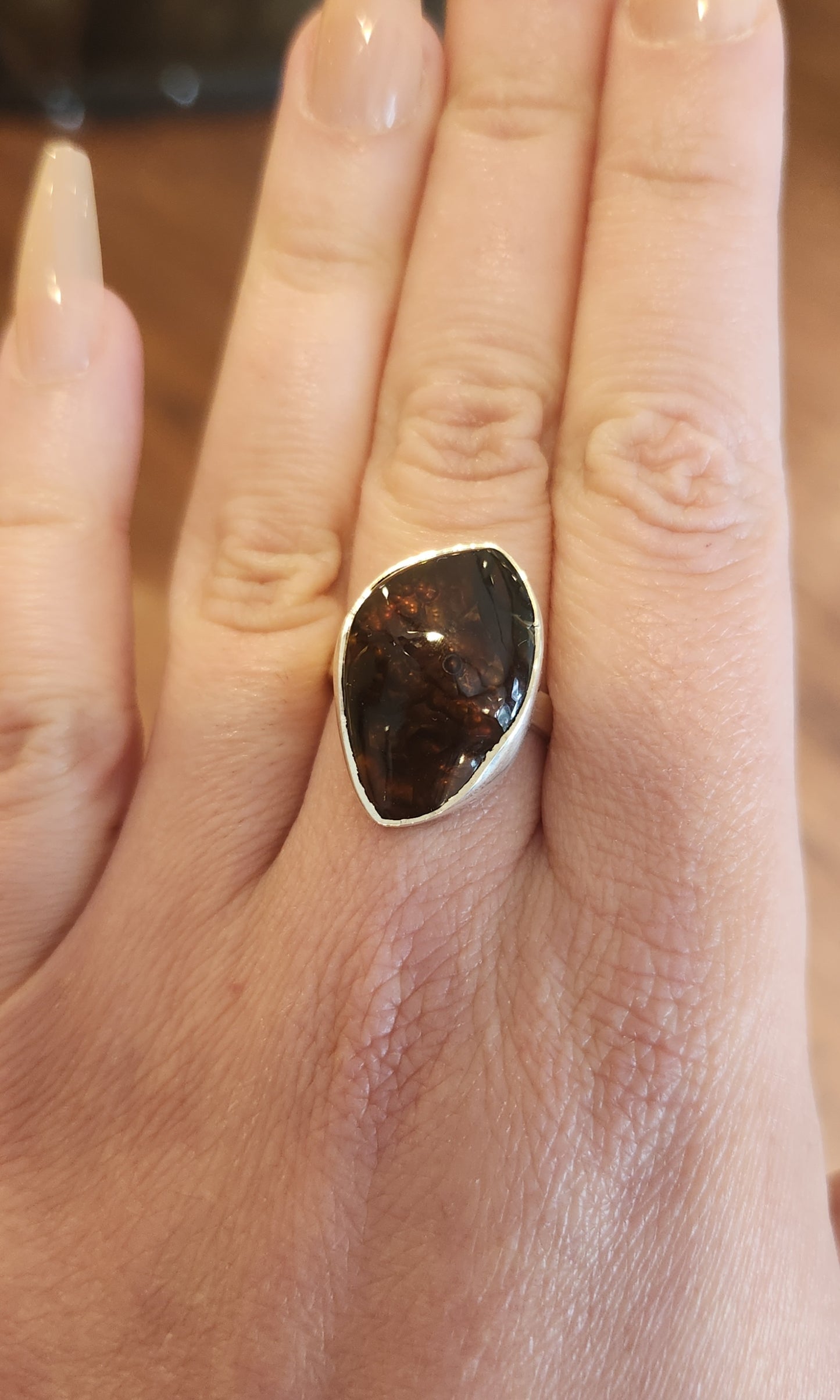 Sterling silver fire agate ring