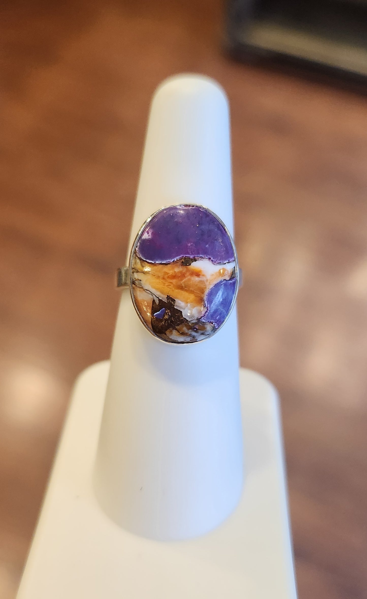 Sterling silver purple oyster turquoise ring