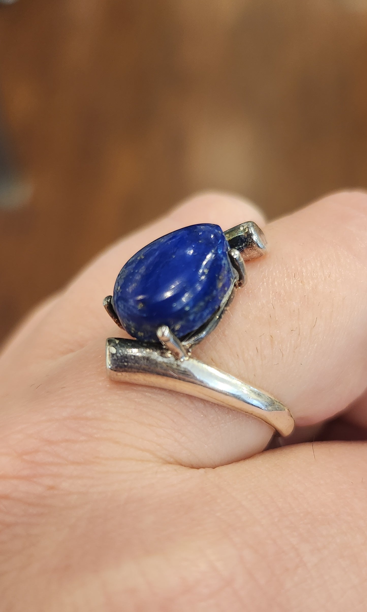 Sterling silver lapis bypass ring