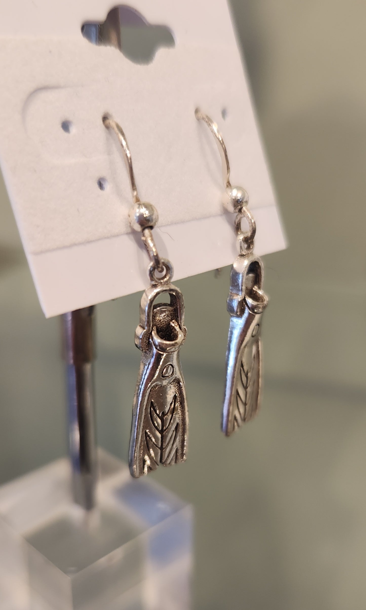 Sterling silver diver fin earrings