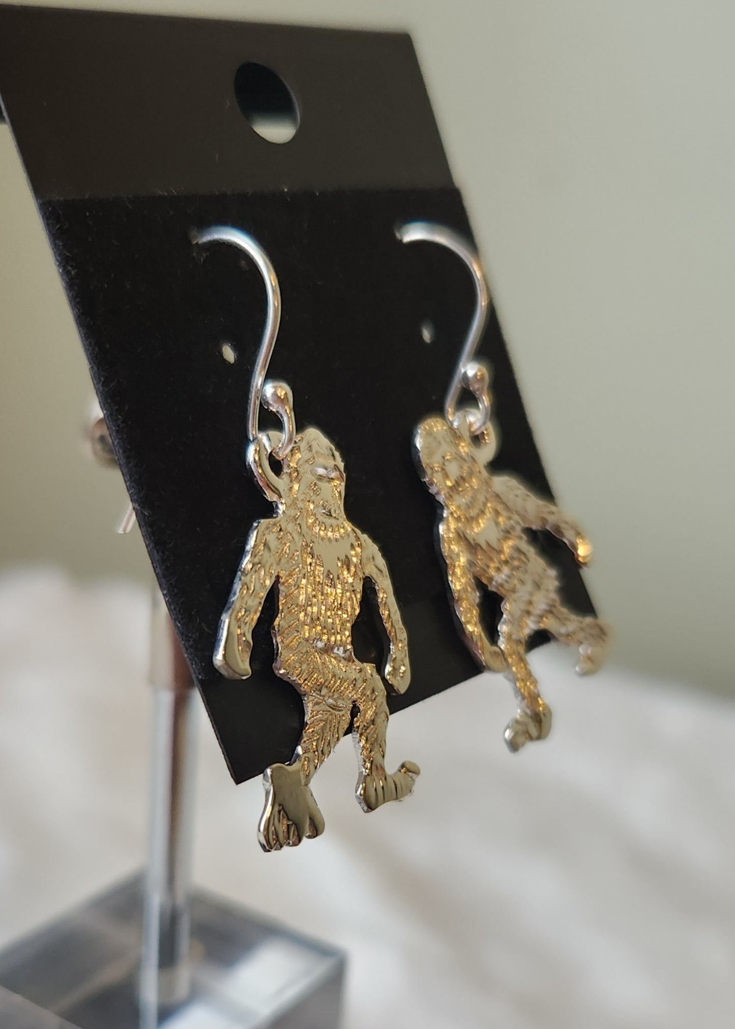 Sterling silver handmade Bigfoot earrings