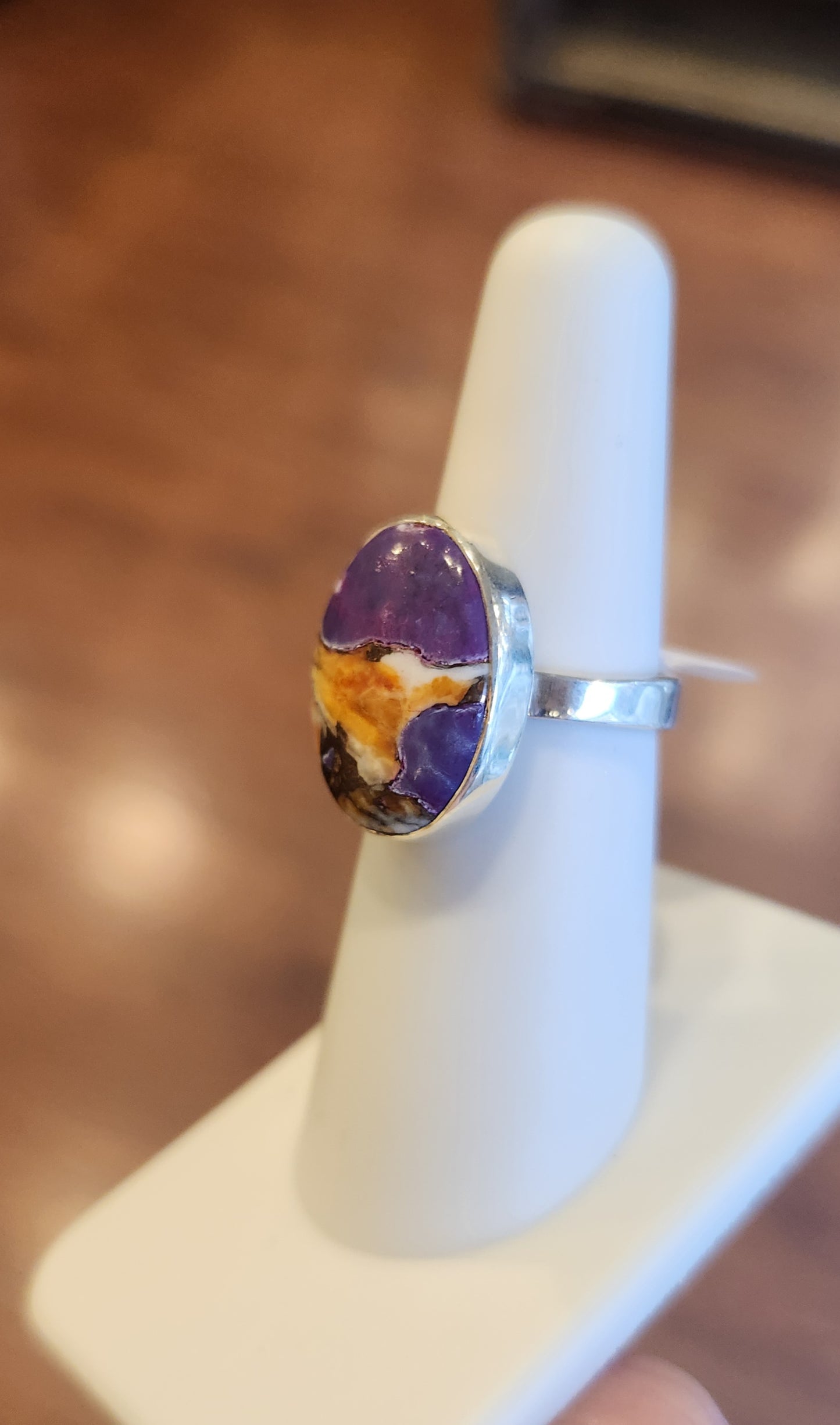 Sterling silver purple oyster turquoise ring