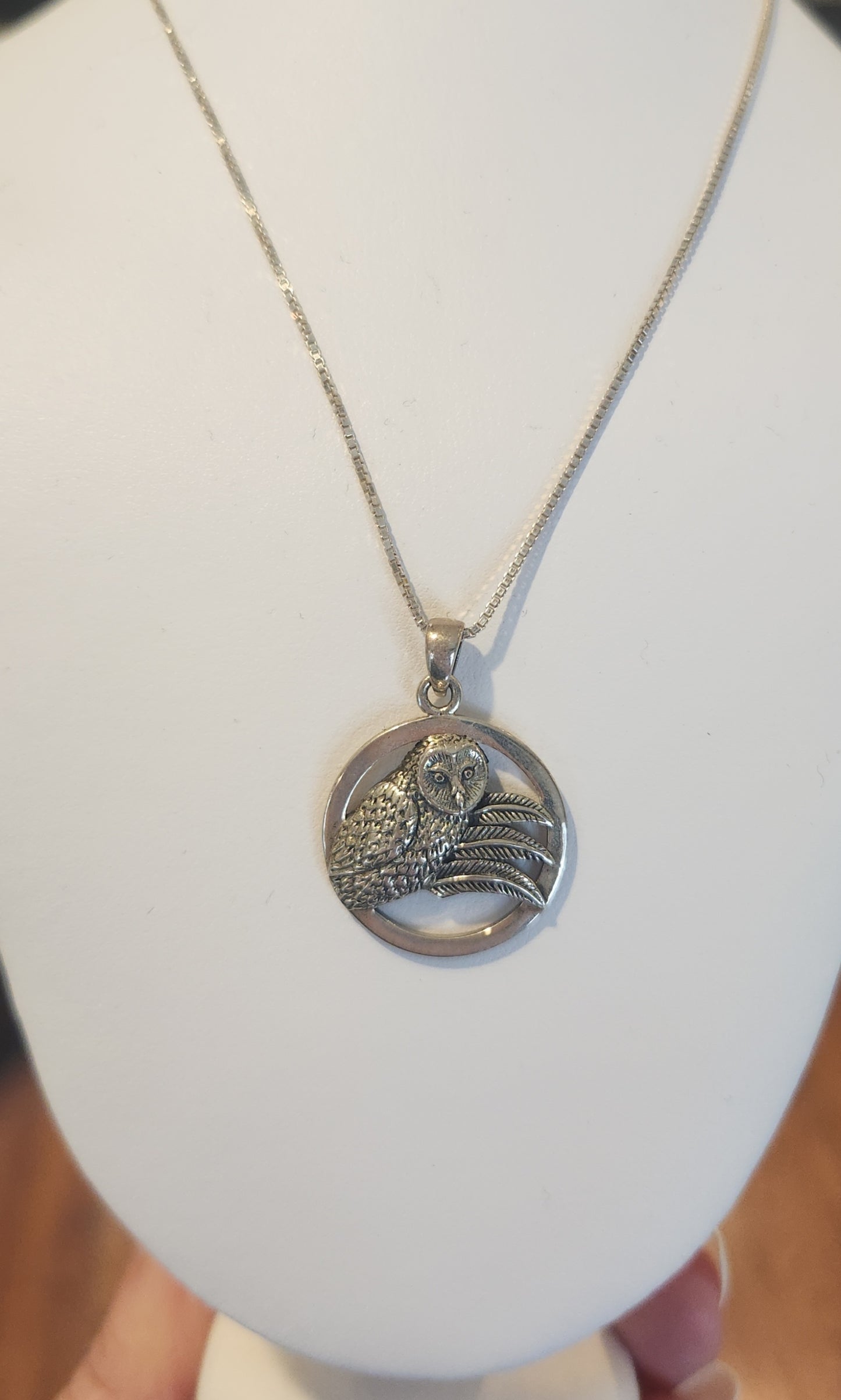 Sterling silver owl pendant