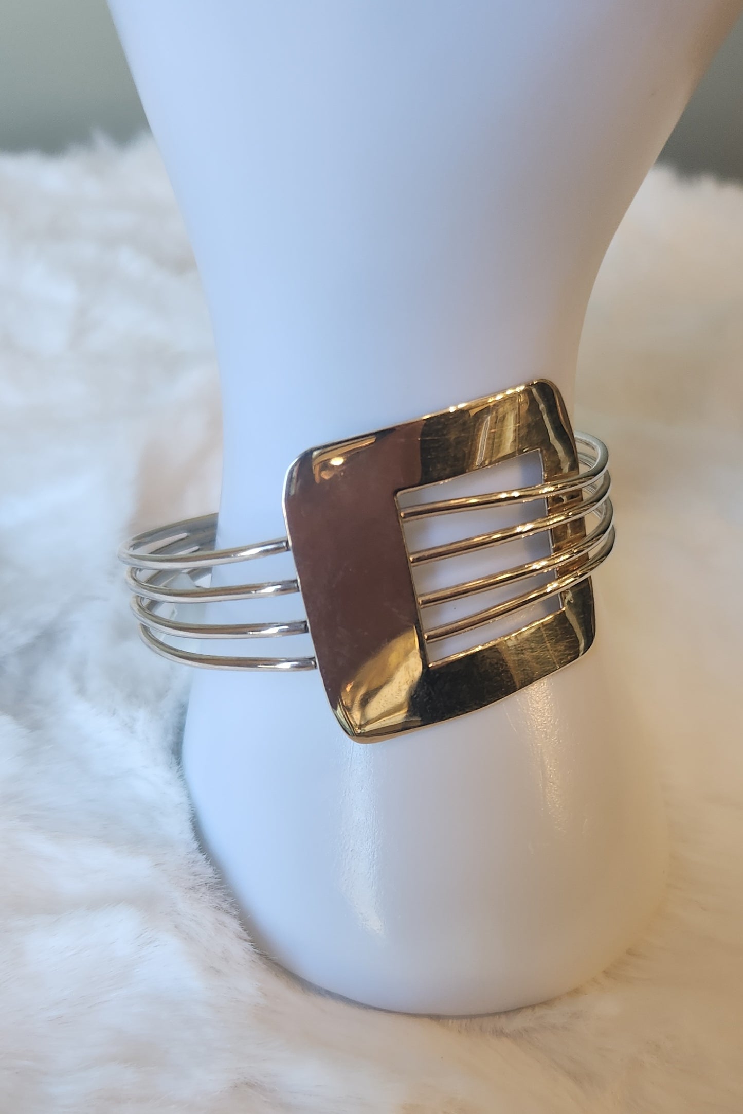 Sterling silver square fashion cuff bracelet