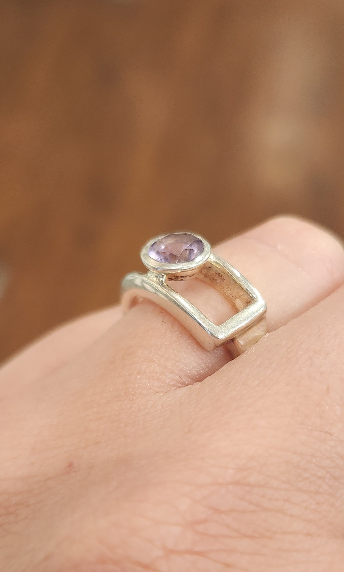 Sterling silver unique amethyst ring