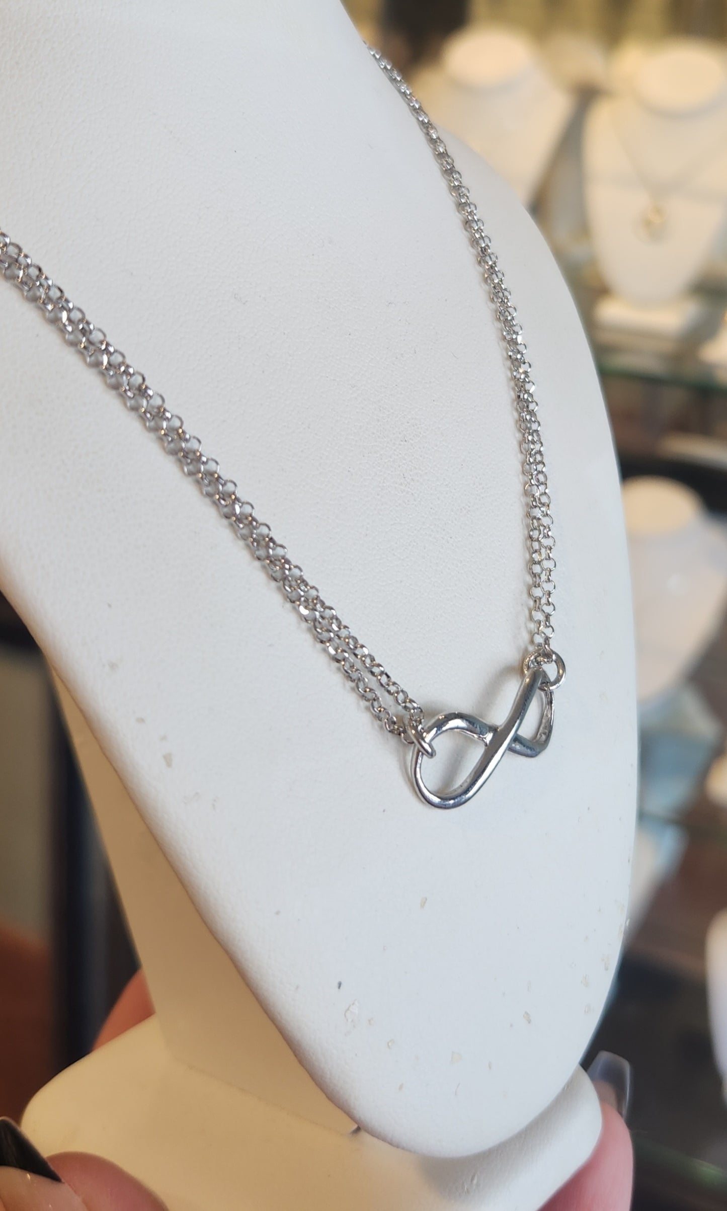 Sterling silver double chain infinity necklace