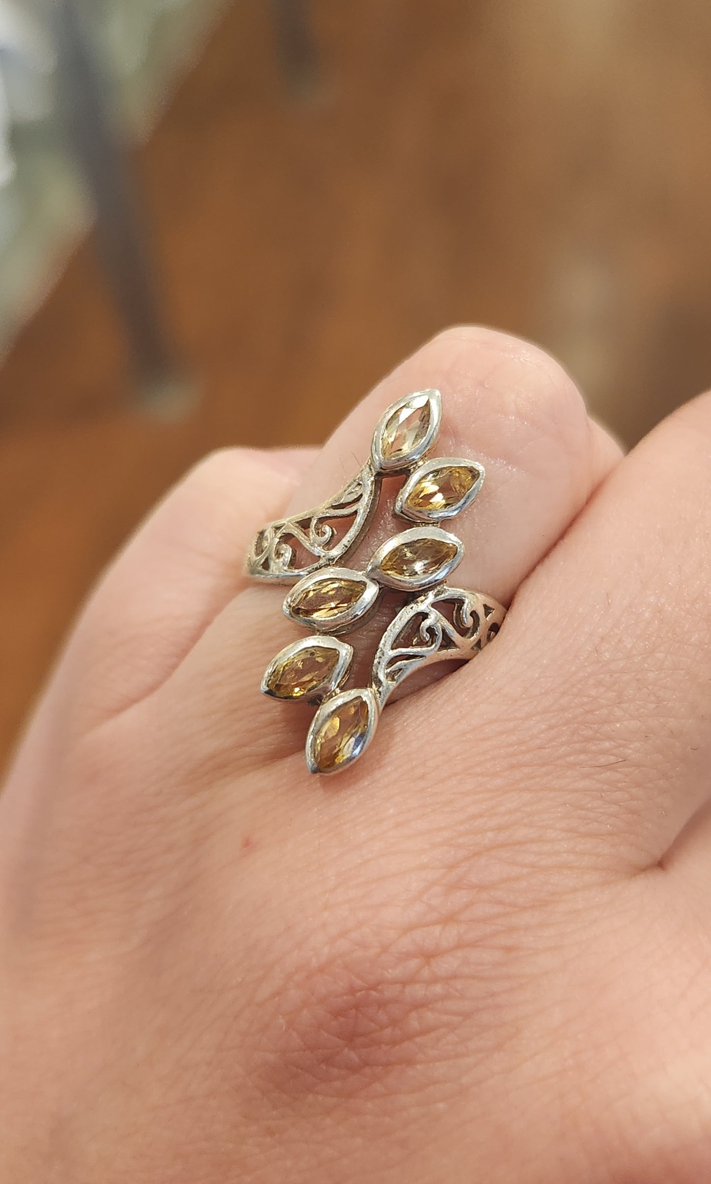 Sterling silver citrine multi-stone filigree ring