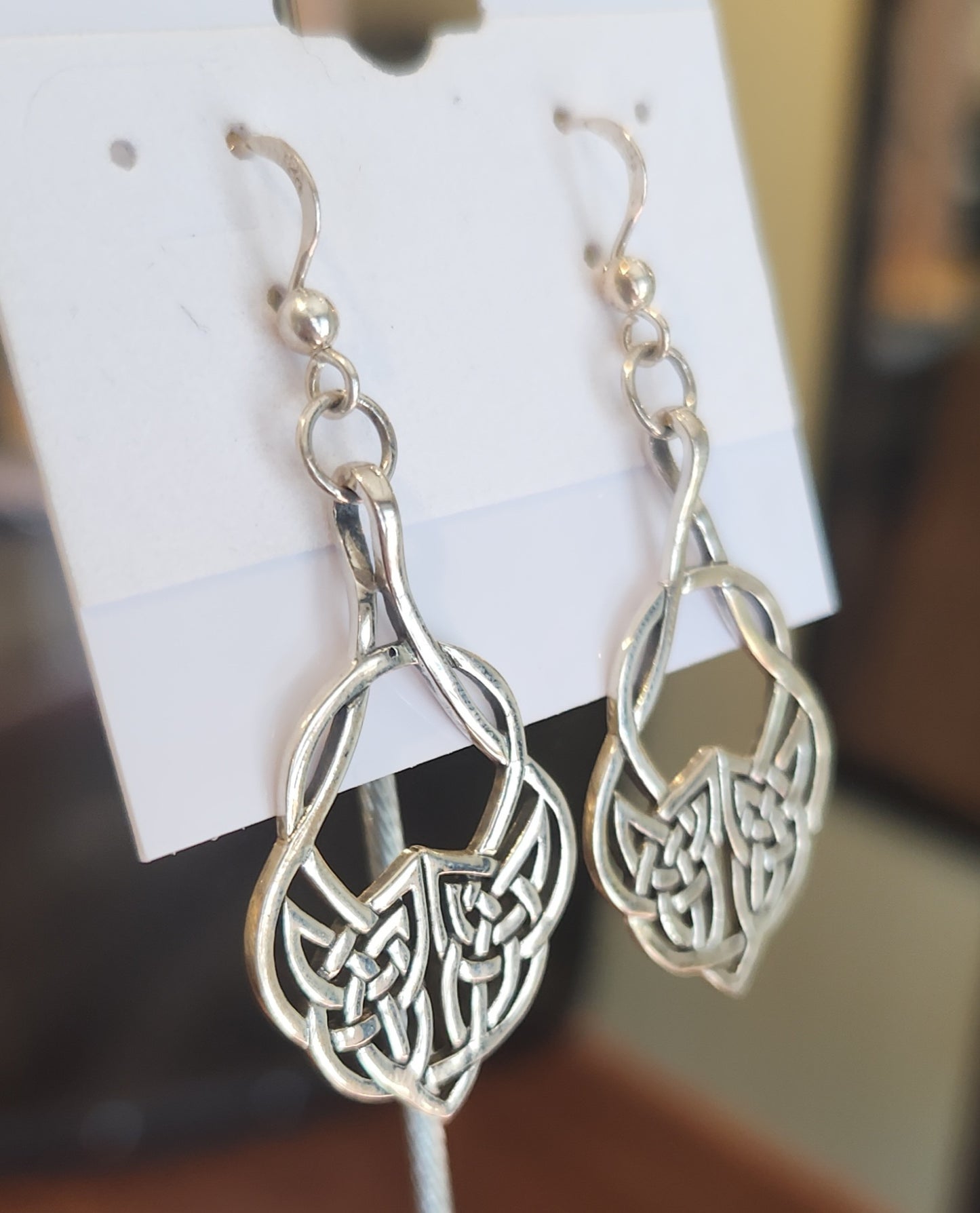 Sterling silver celtic knotwork dangle earrings