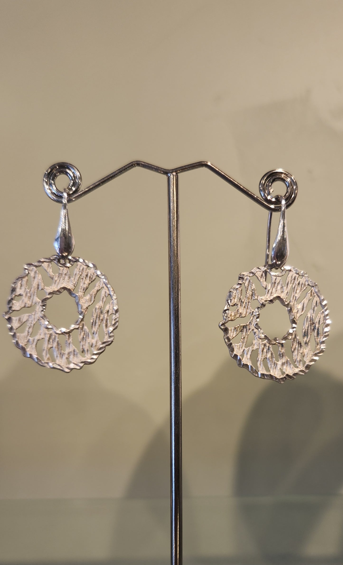 Sterling silver textured circle earrings