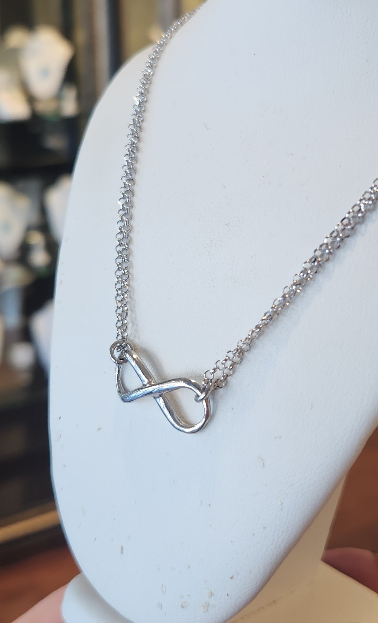 Sterling silver double chain infinity necklace