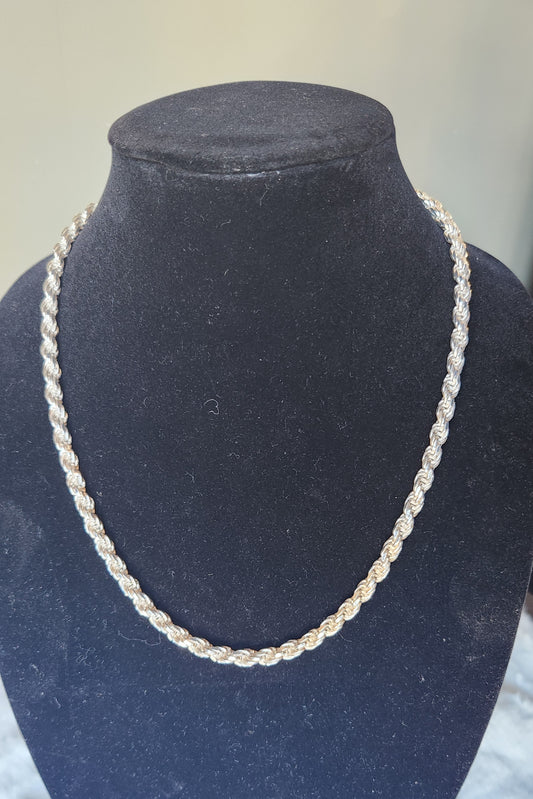 Sterling silver 6mm 22" french rope chain