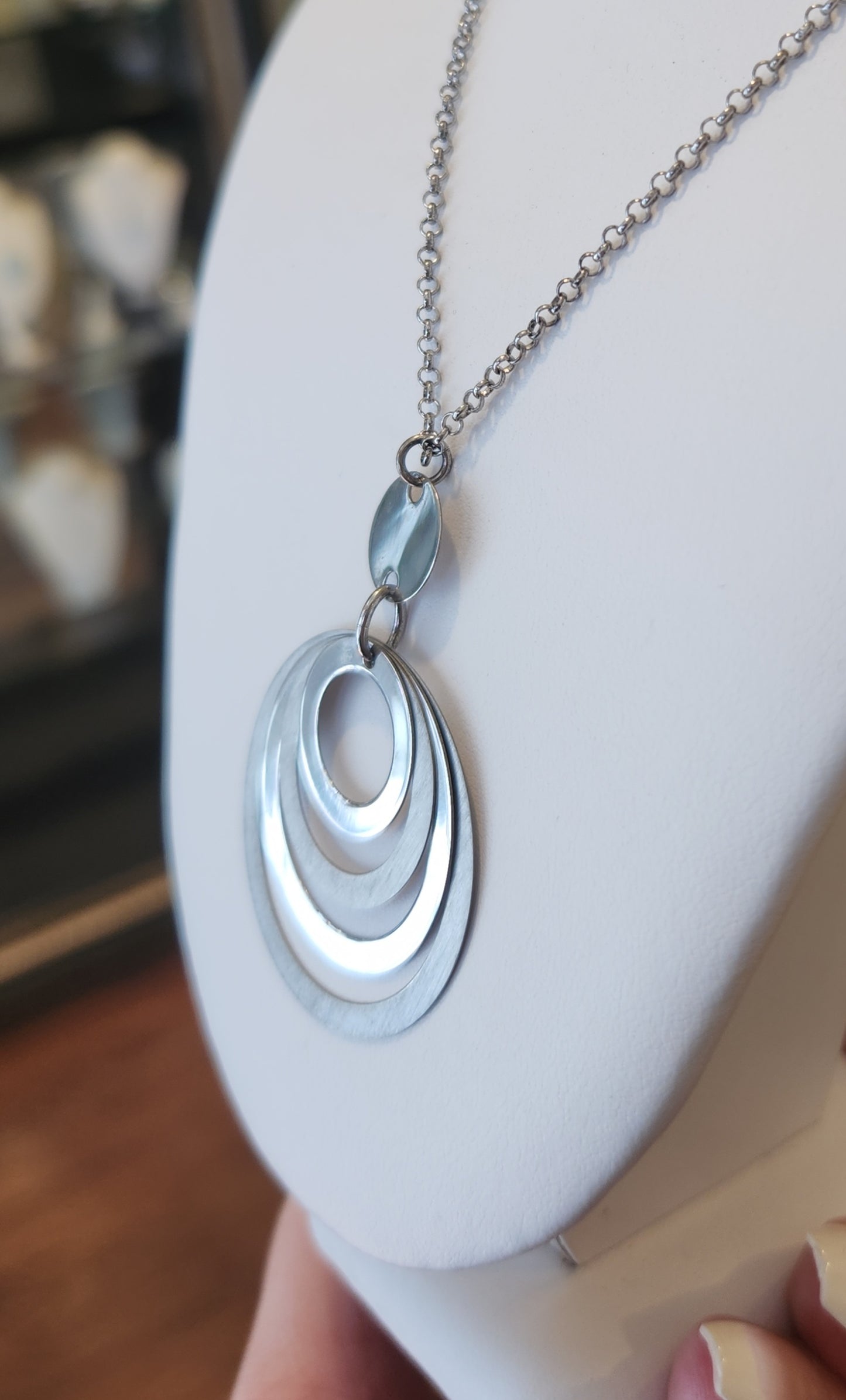 Sterling silver pendant with textured circles