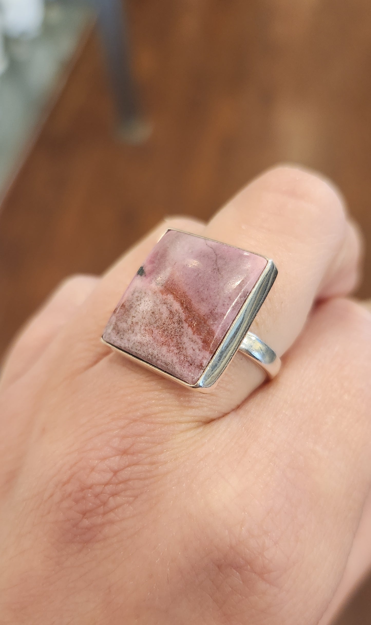 Sterling silver square cobalt calcite ring