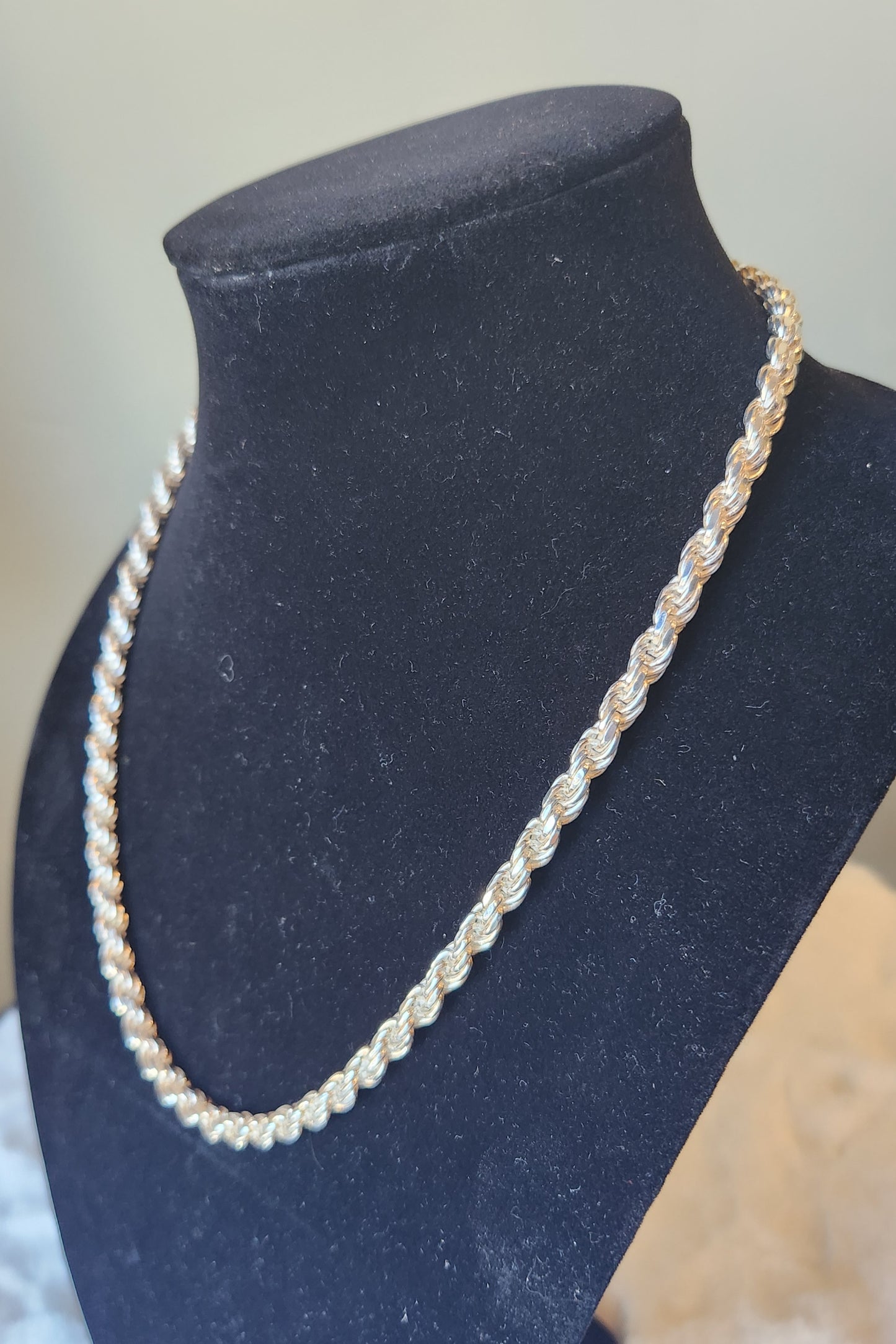 Sterling silver 6mm 22" french rope chain