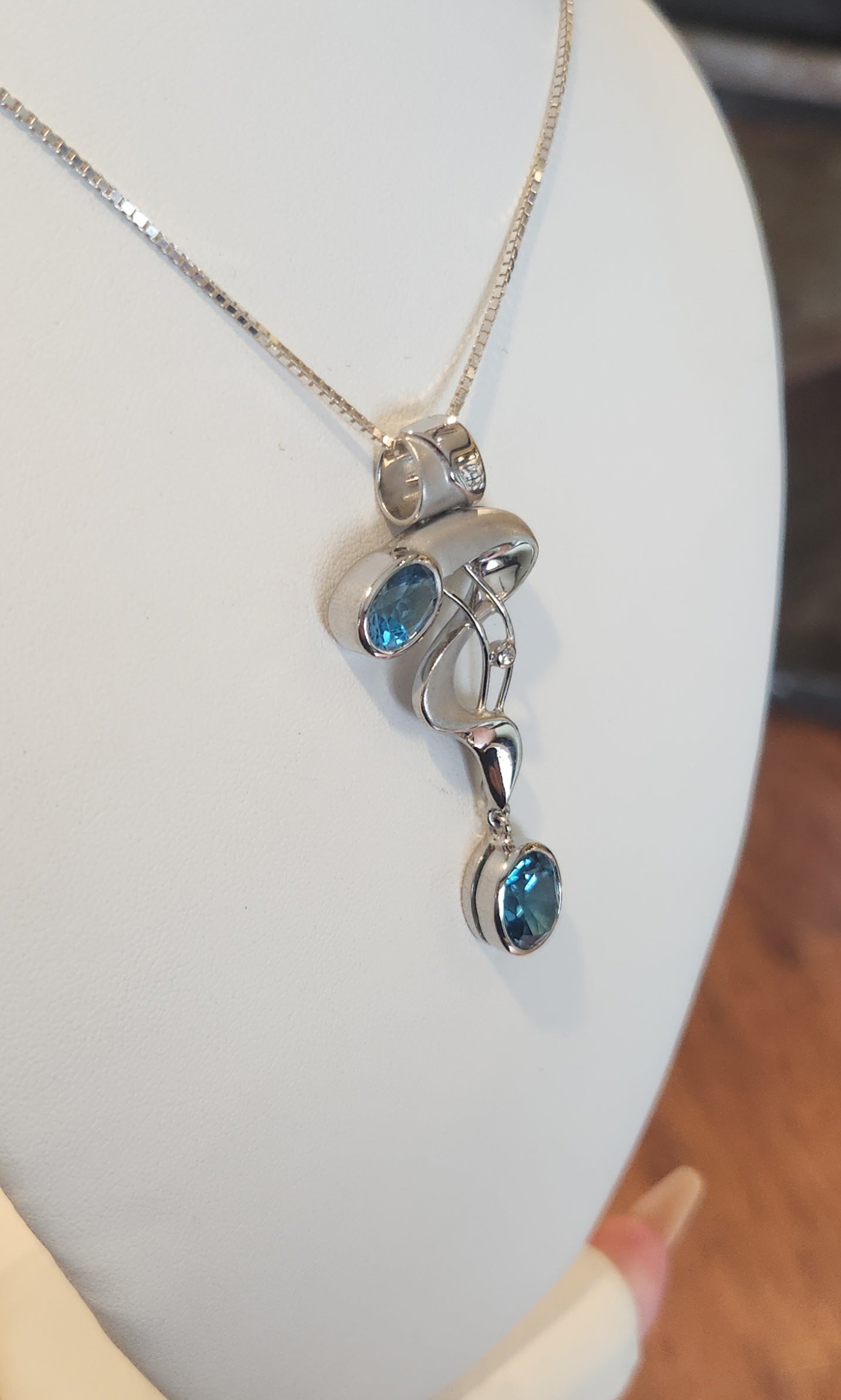 Sterling silver blue topaz statement pendant