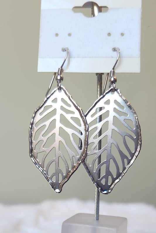 Sterling silver leaf dangle earrings