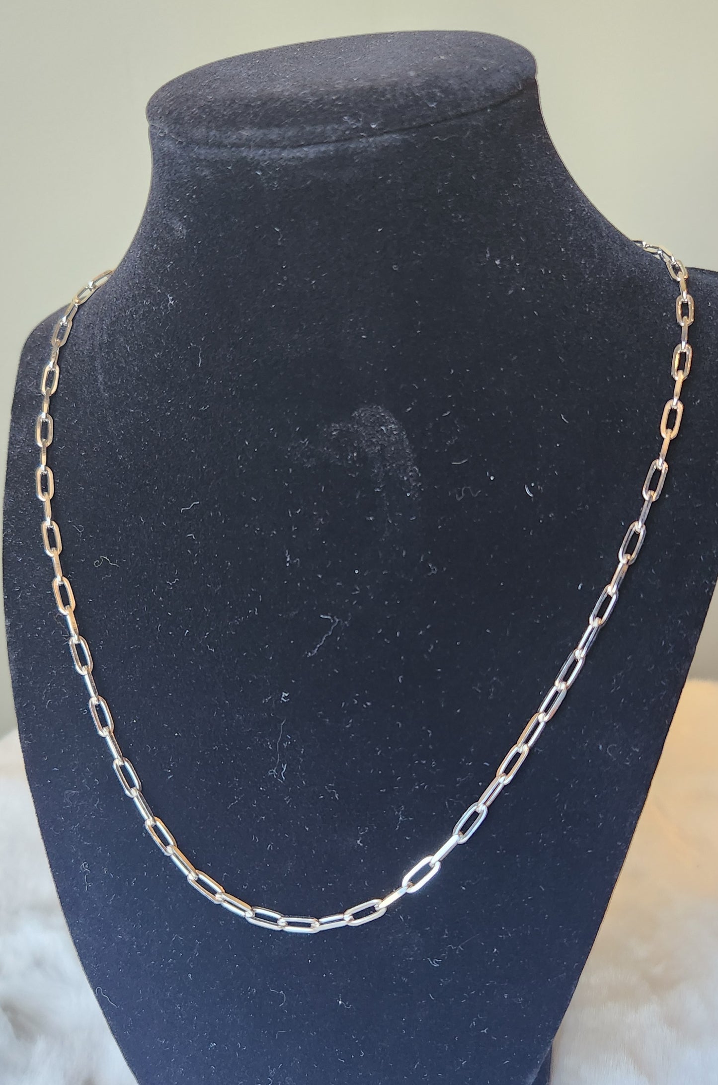 Sterling silver 3mm 20" paperclip chain