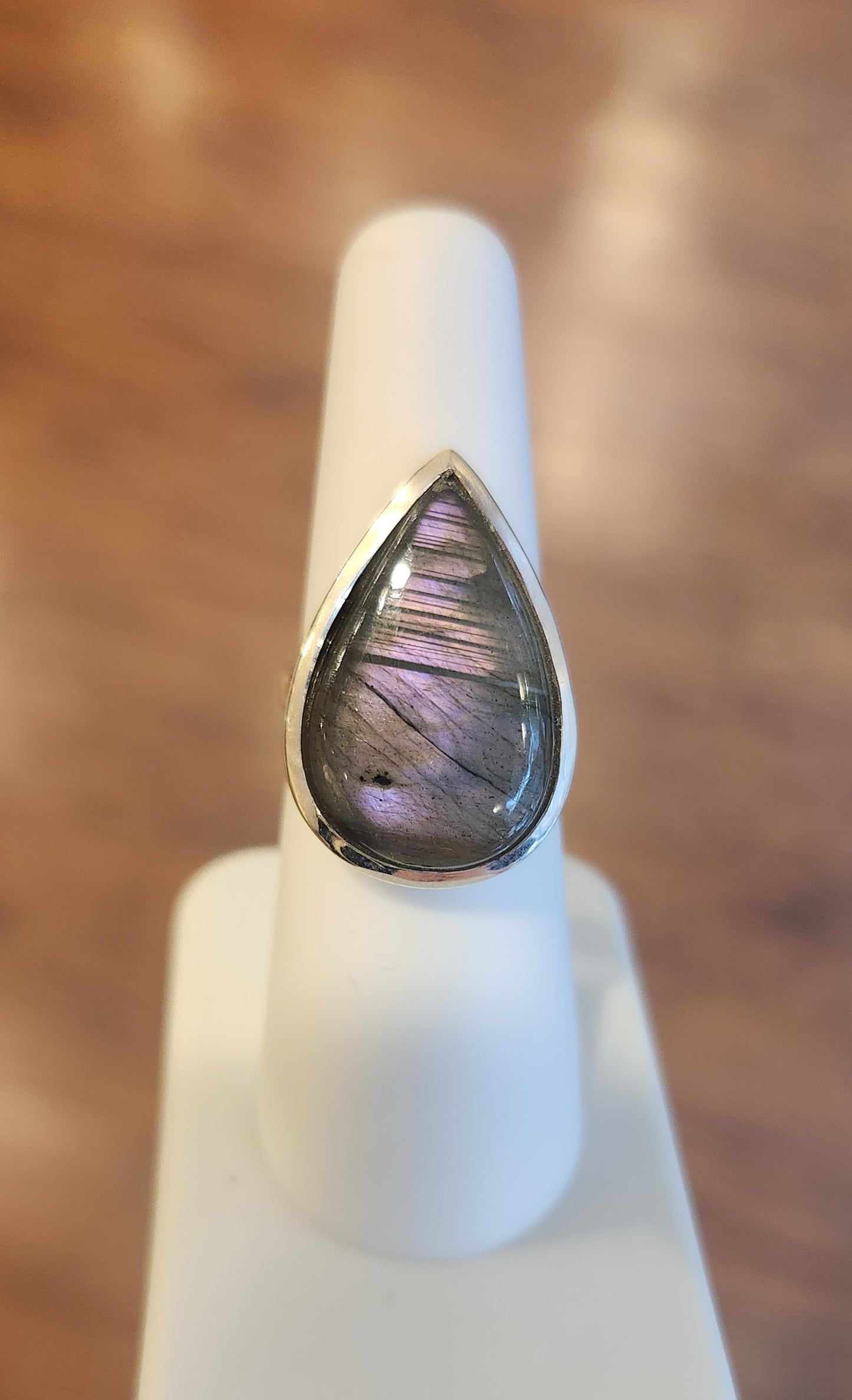 Sterling silver purple flash labradorite ring