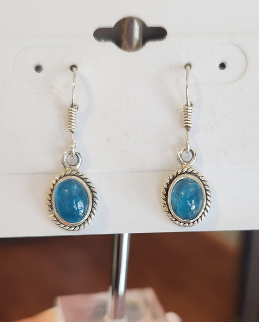 Sterling silver neon apatite dangle earrings