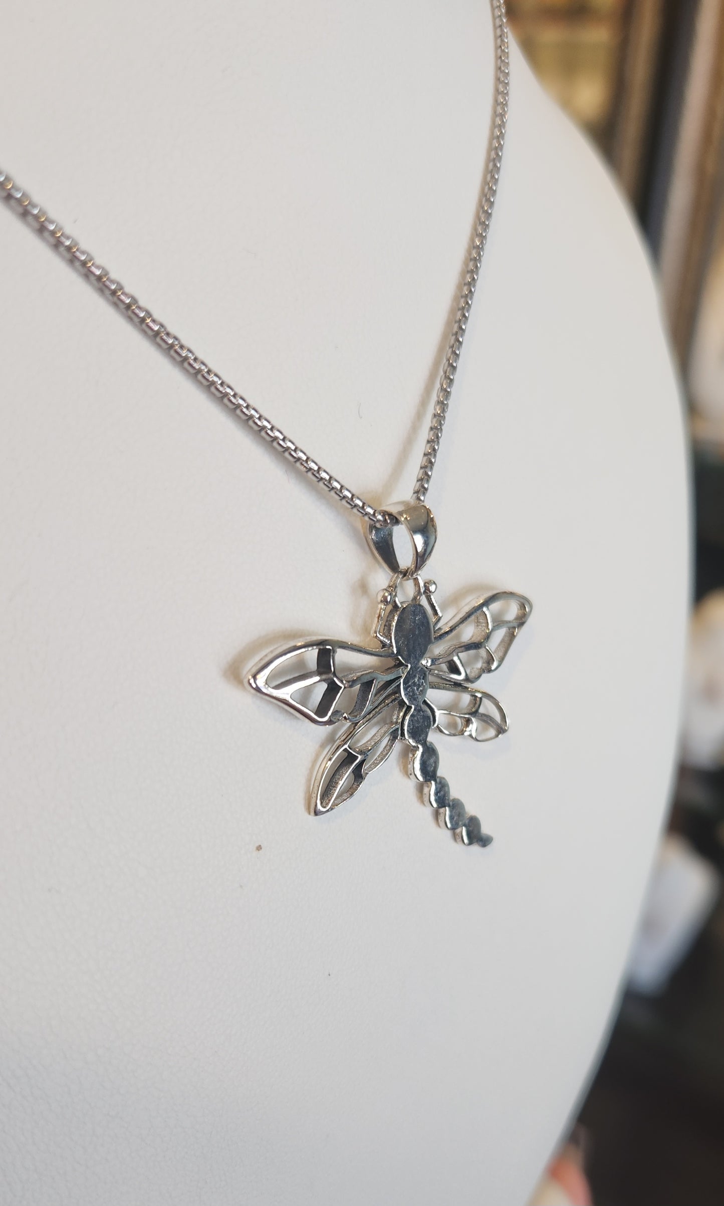 Sterling silver large dragonfly pendant