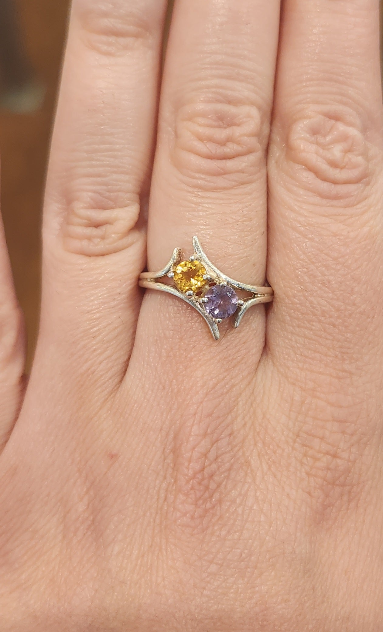 Sterling silver amethyst and citrine ring