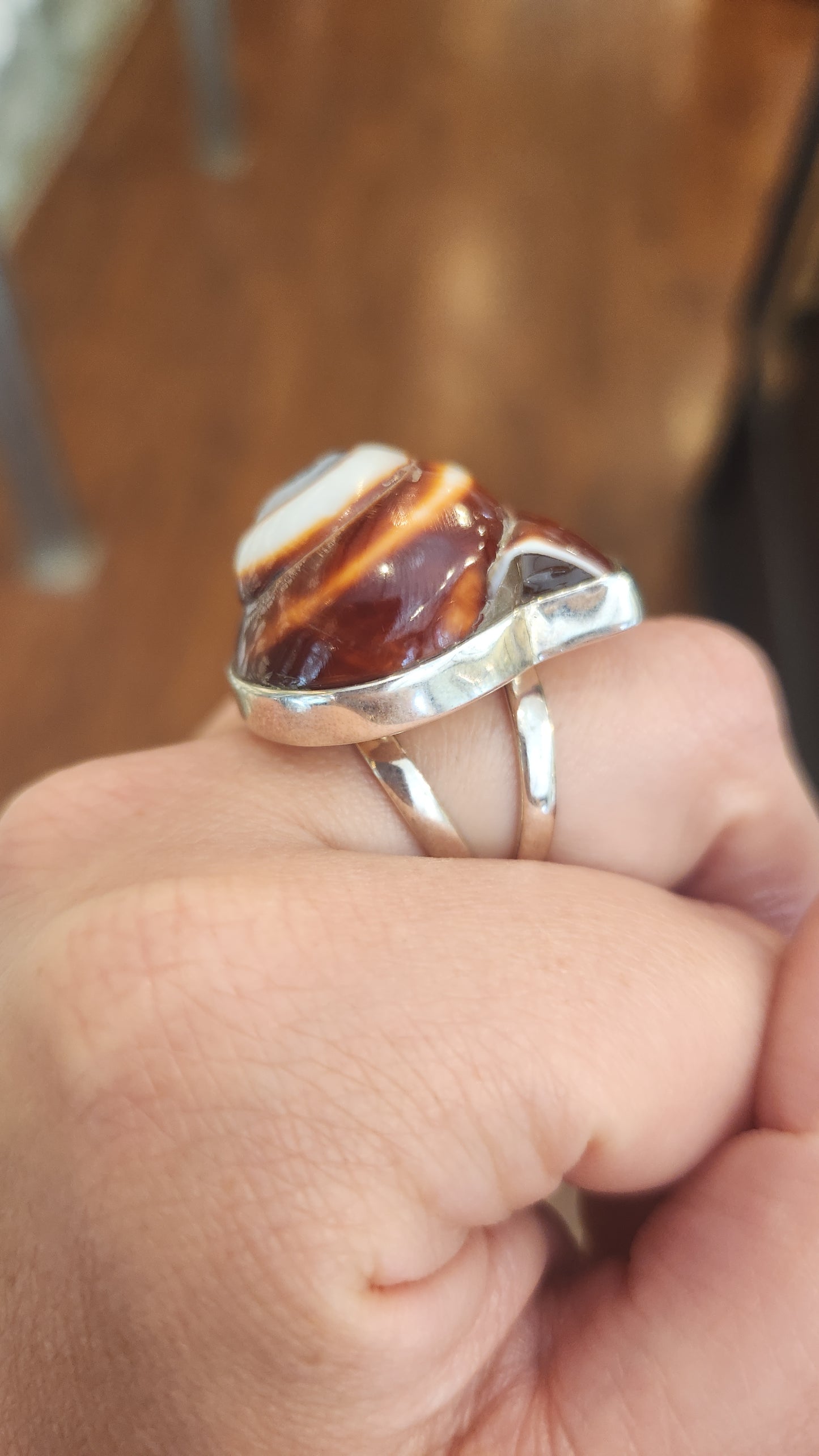 Sterling silver seashell statement ring