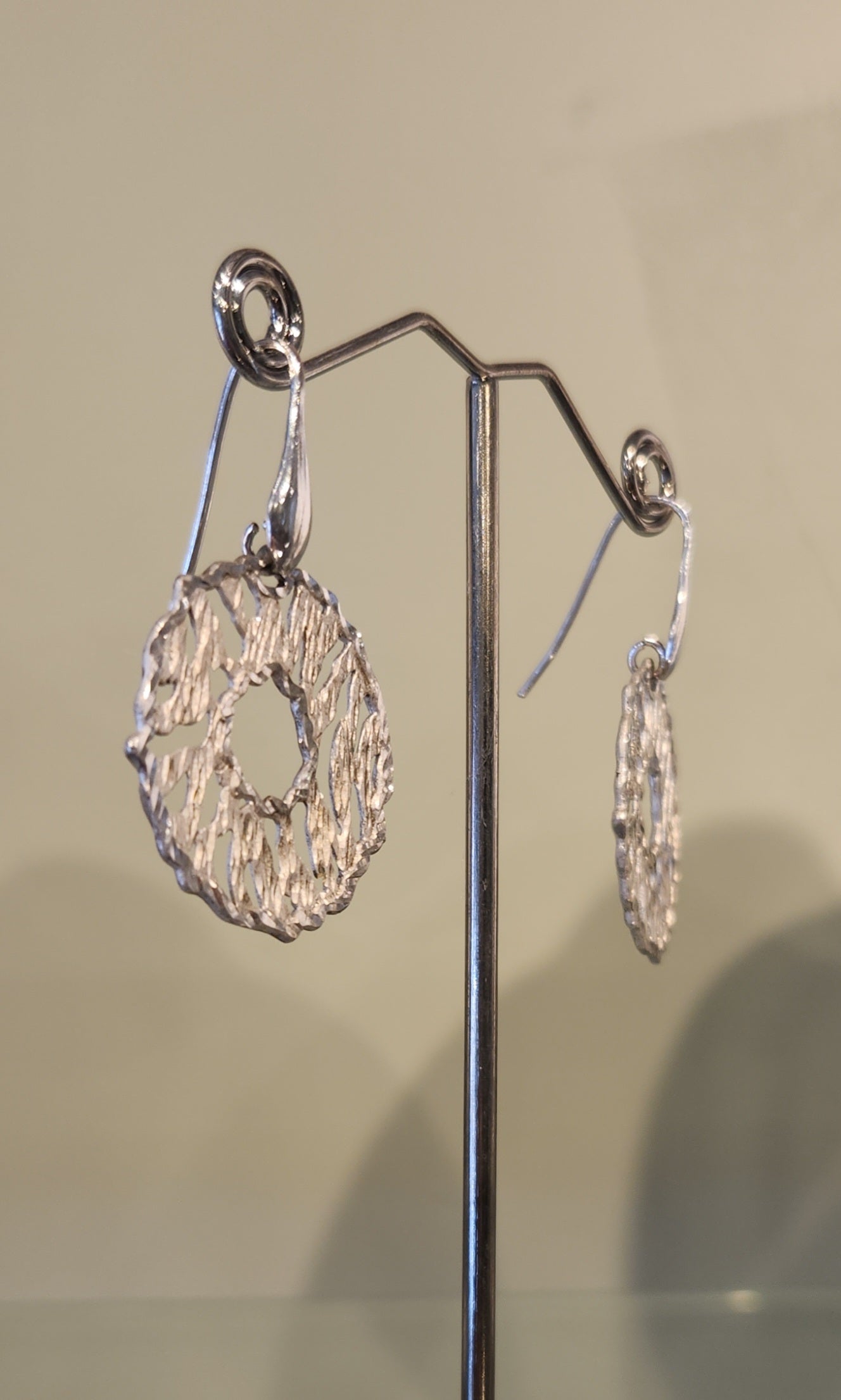 Sterling silver textured circle earrings