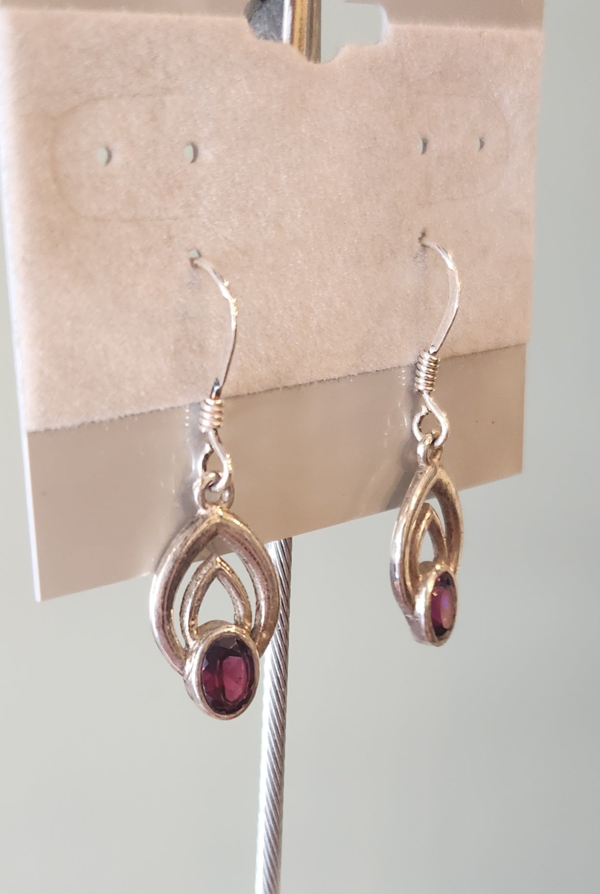 Sterling silver garnet dangle earrings