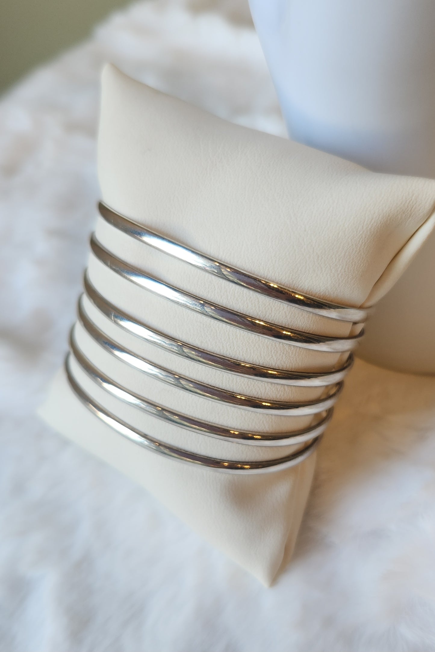 Sterling silver layered cuff bracelet