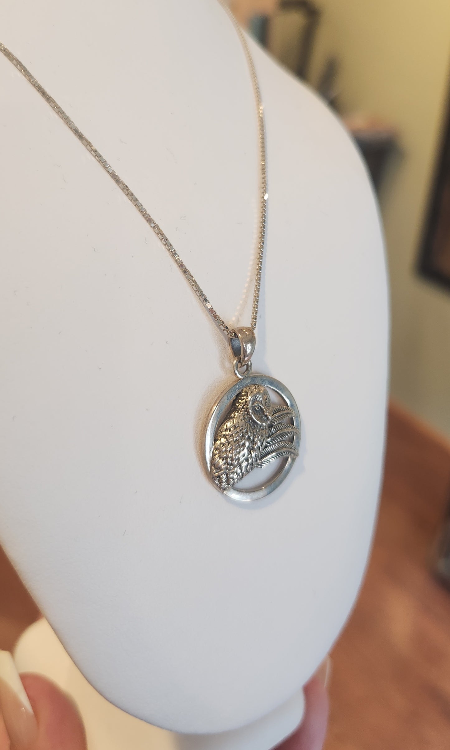 Sterling silver owl pendant